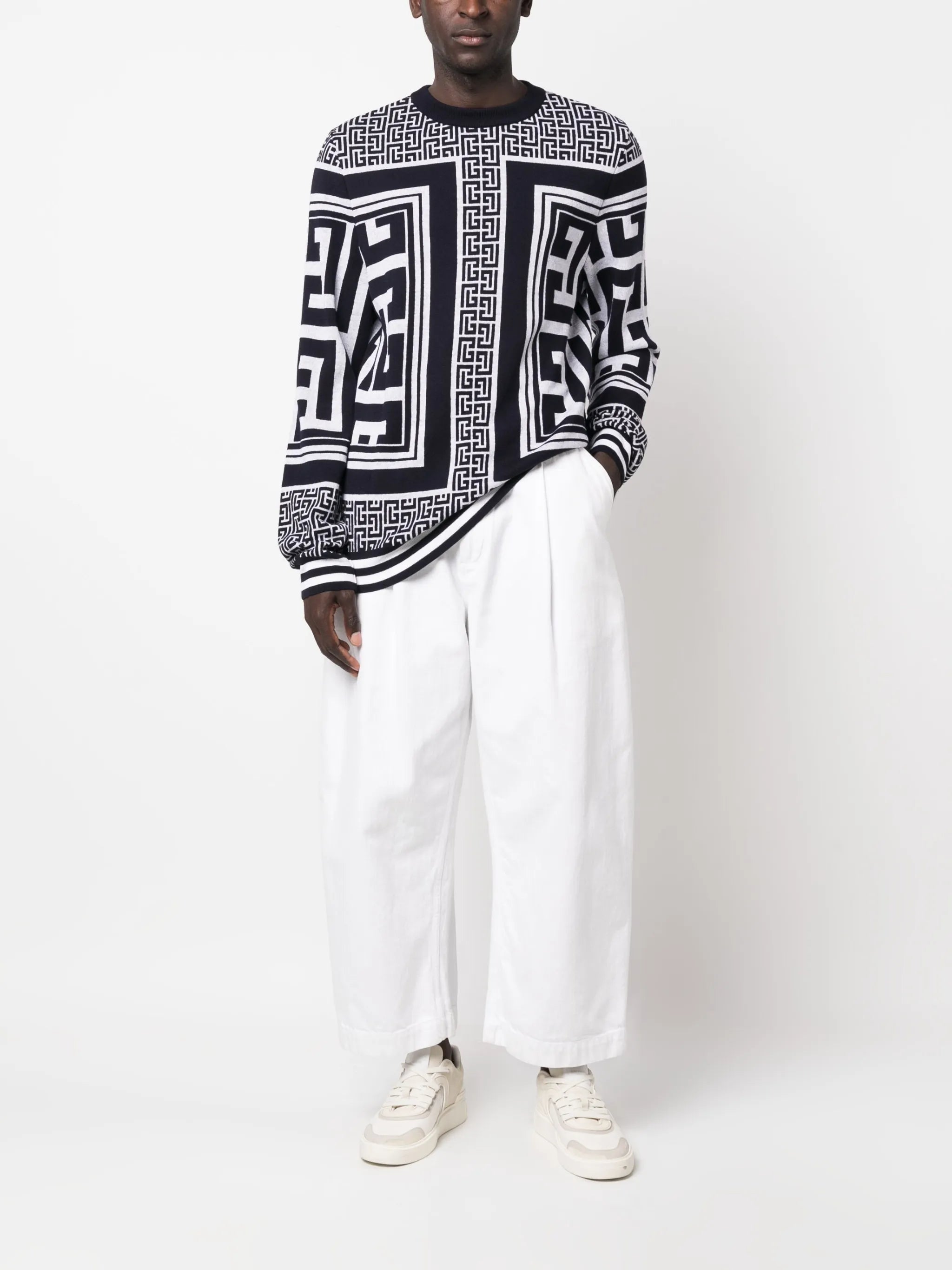 monogram-intarsia crew-neck jumper