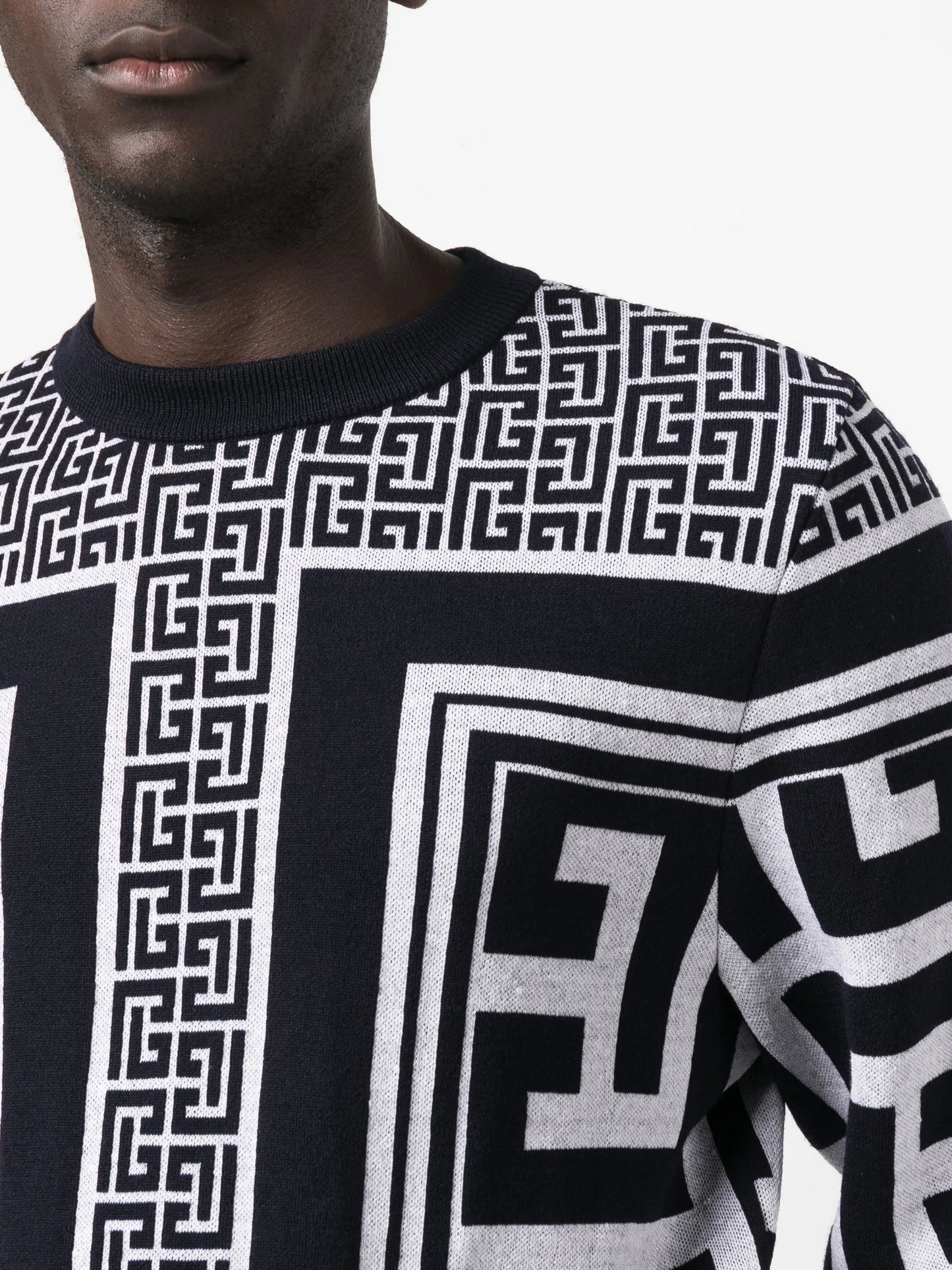 monogram-intarsia crew-neck jumper