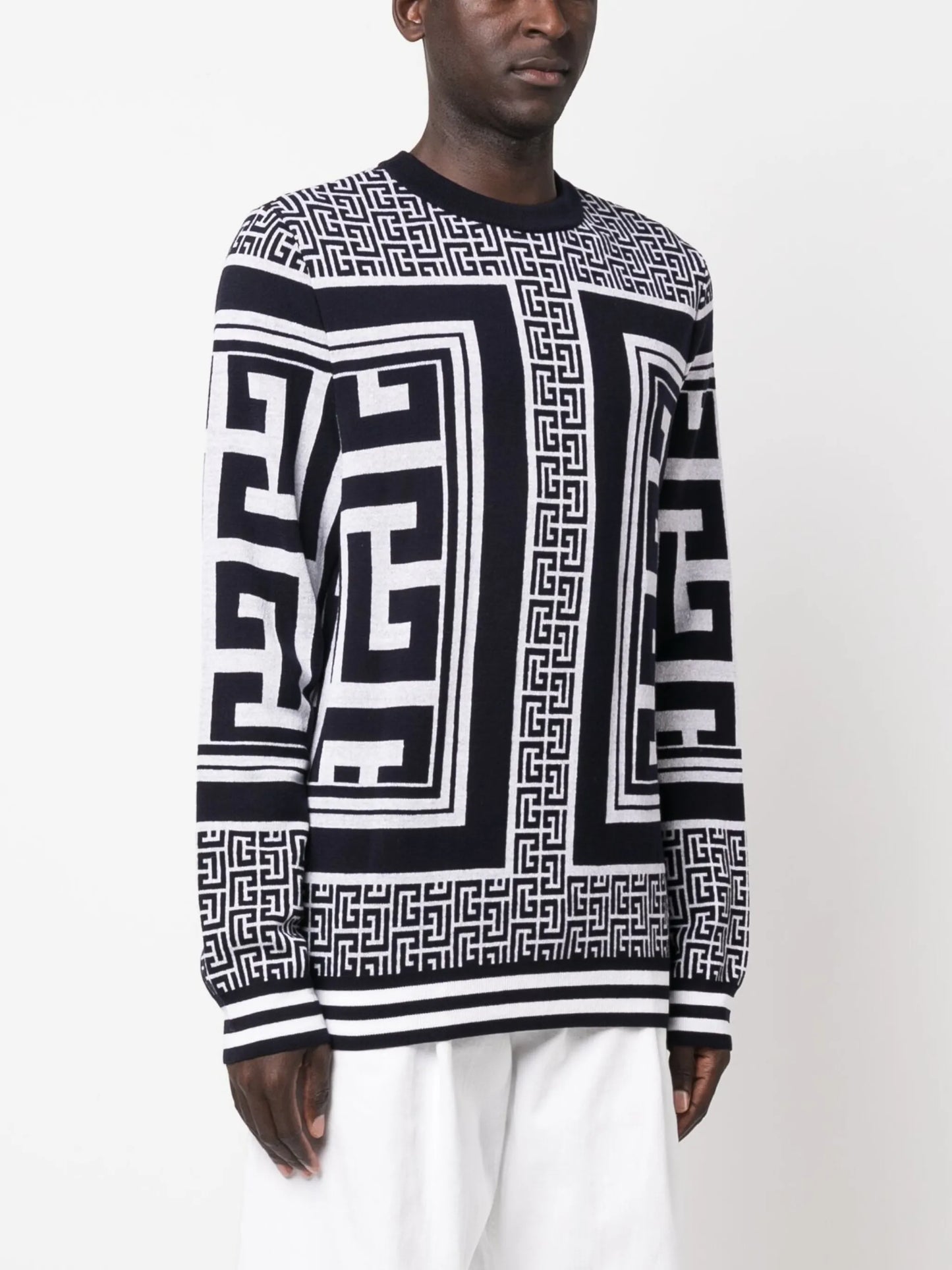 monogram-intarsia crew-neck jumper