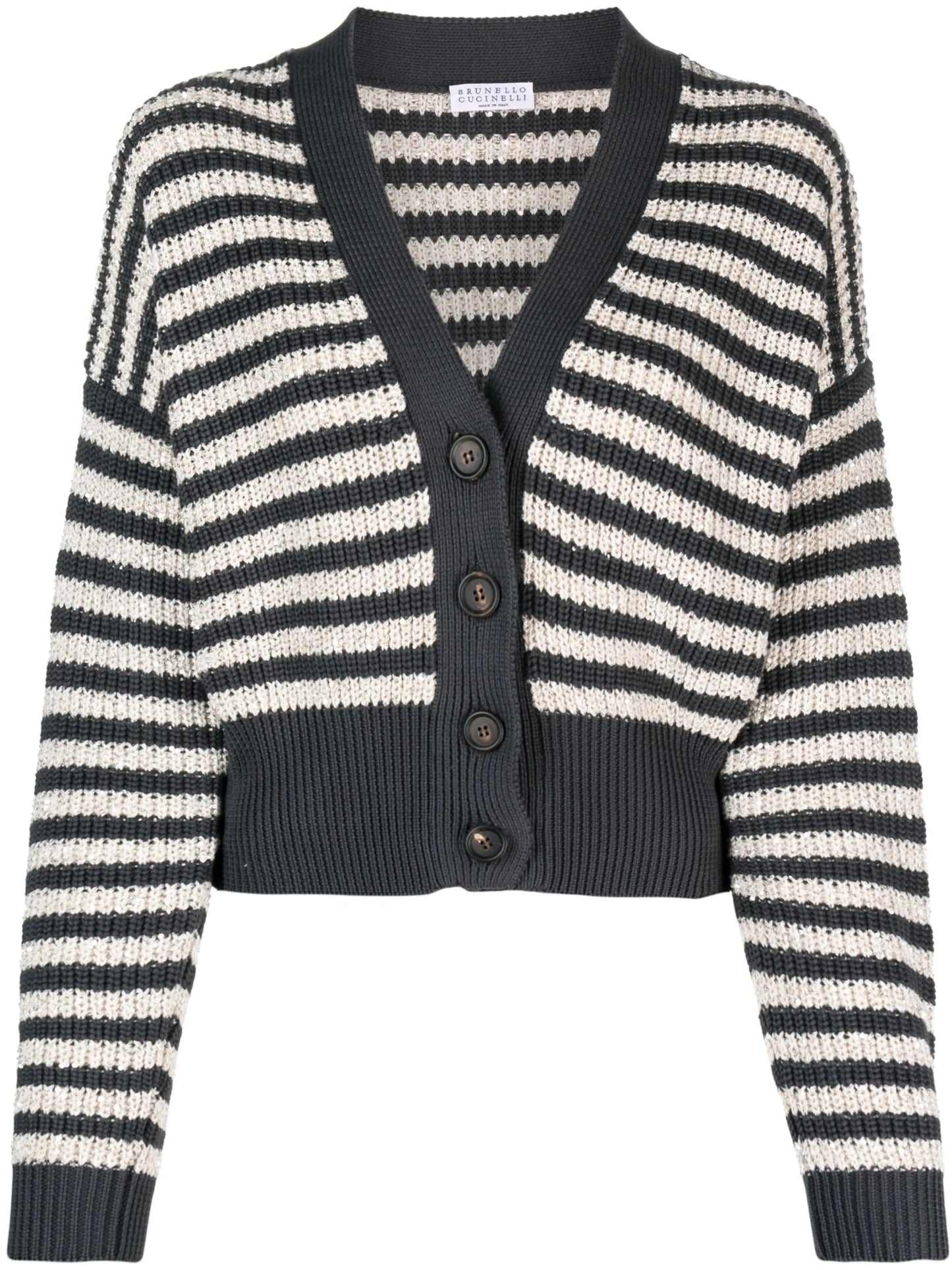 striped V-neck cardigan
