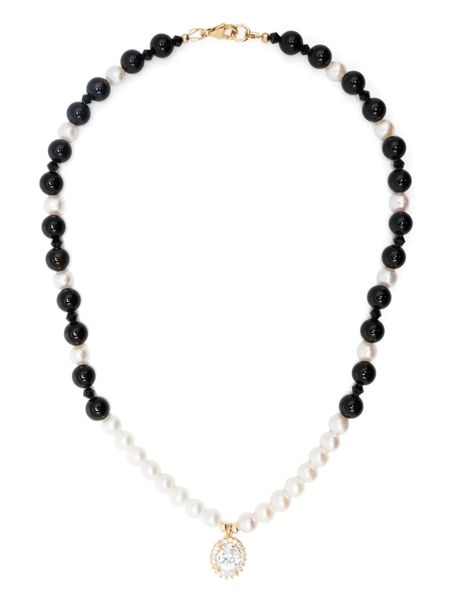 crystal-pendant beaded pearl necklace