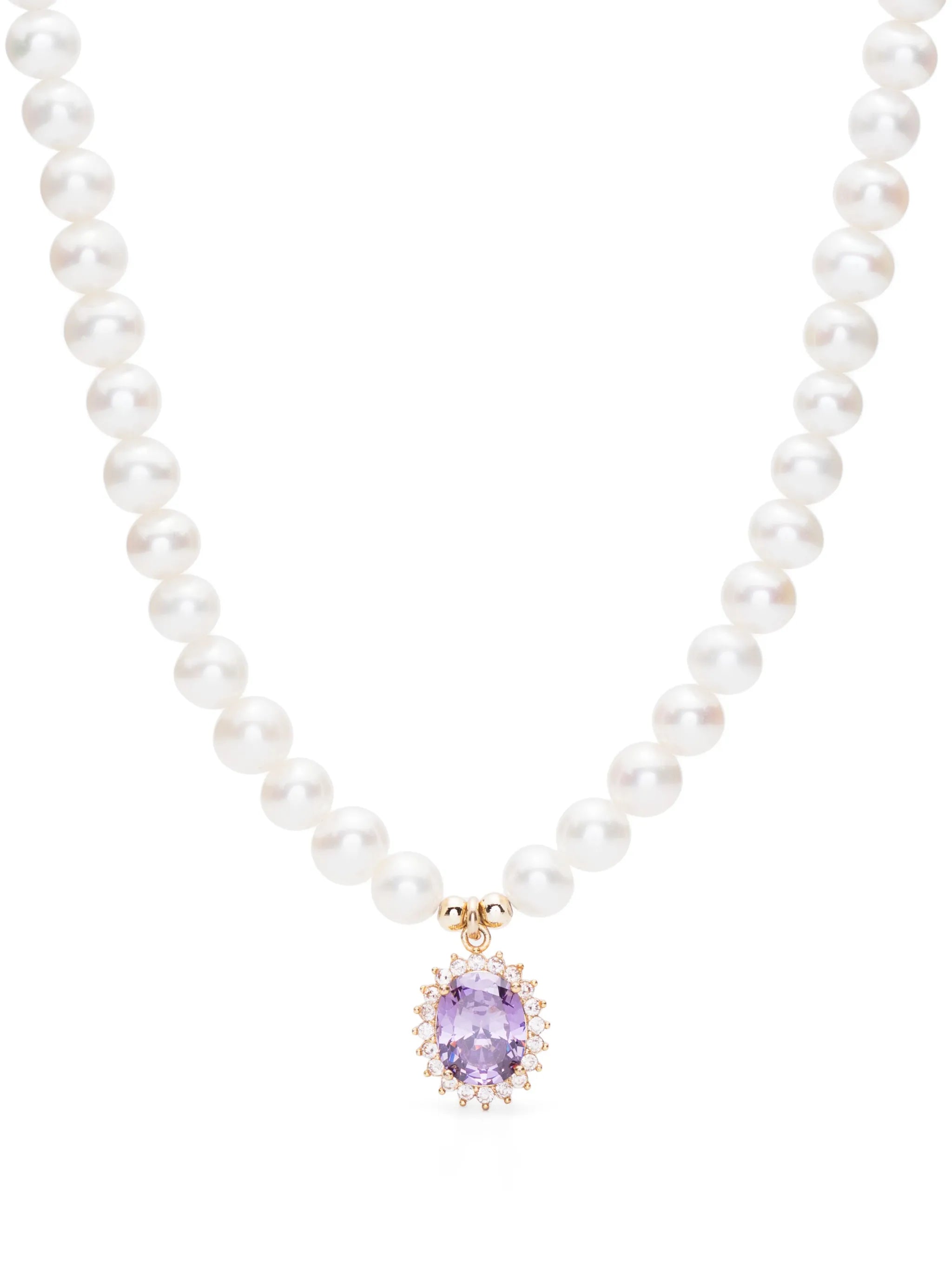 crystal-pendant pearl necklace