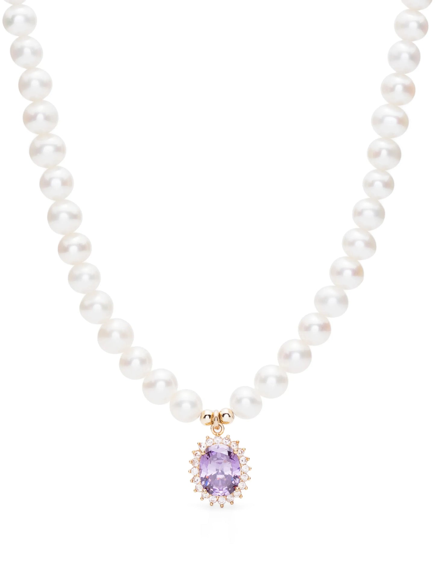crystal-pendant pearl necklace