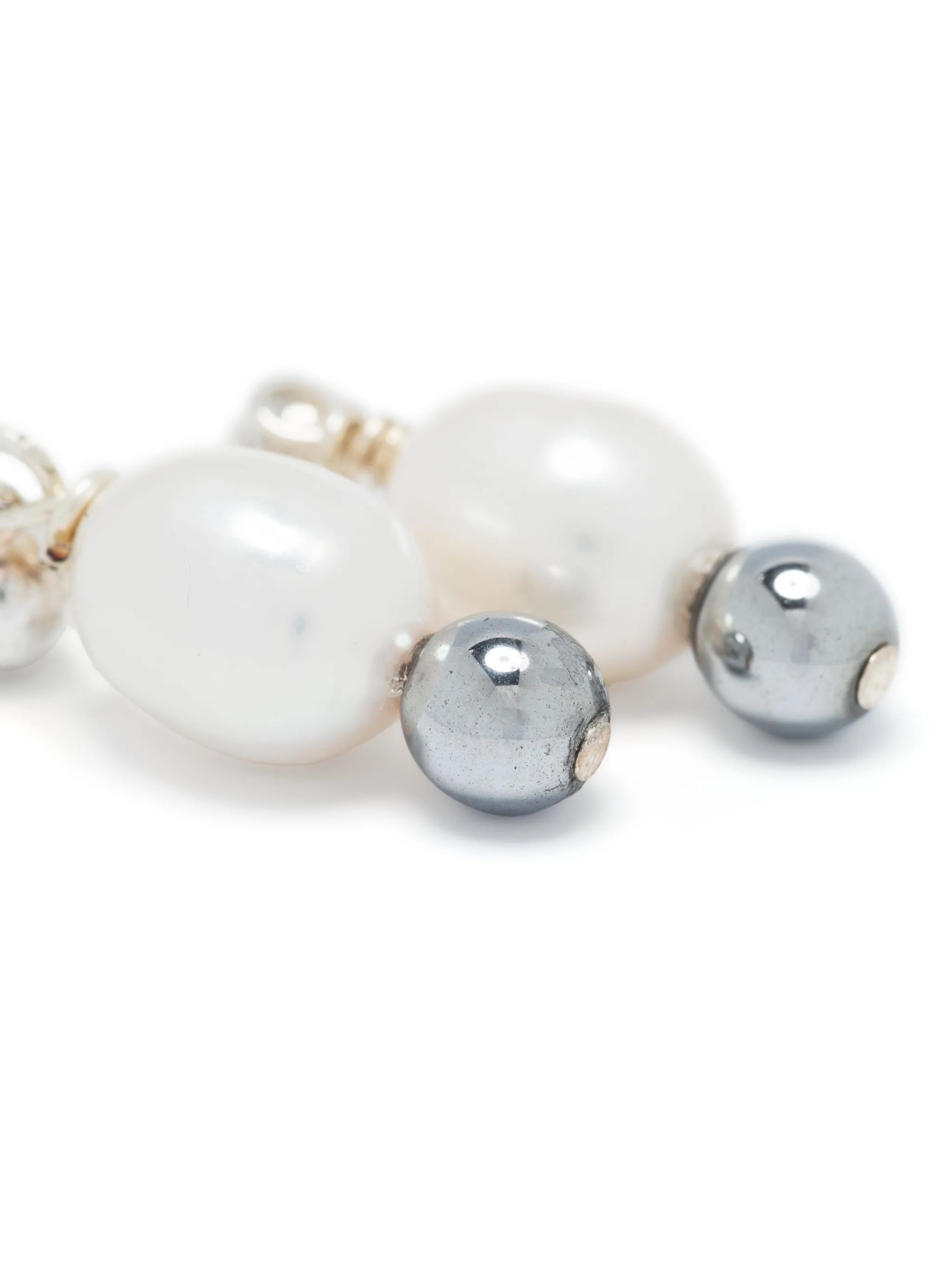 pearl-embellished silver drop earrings