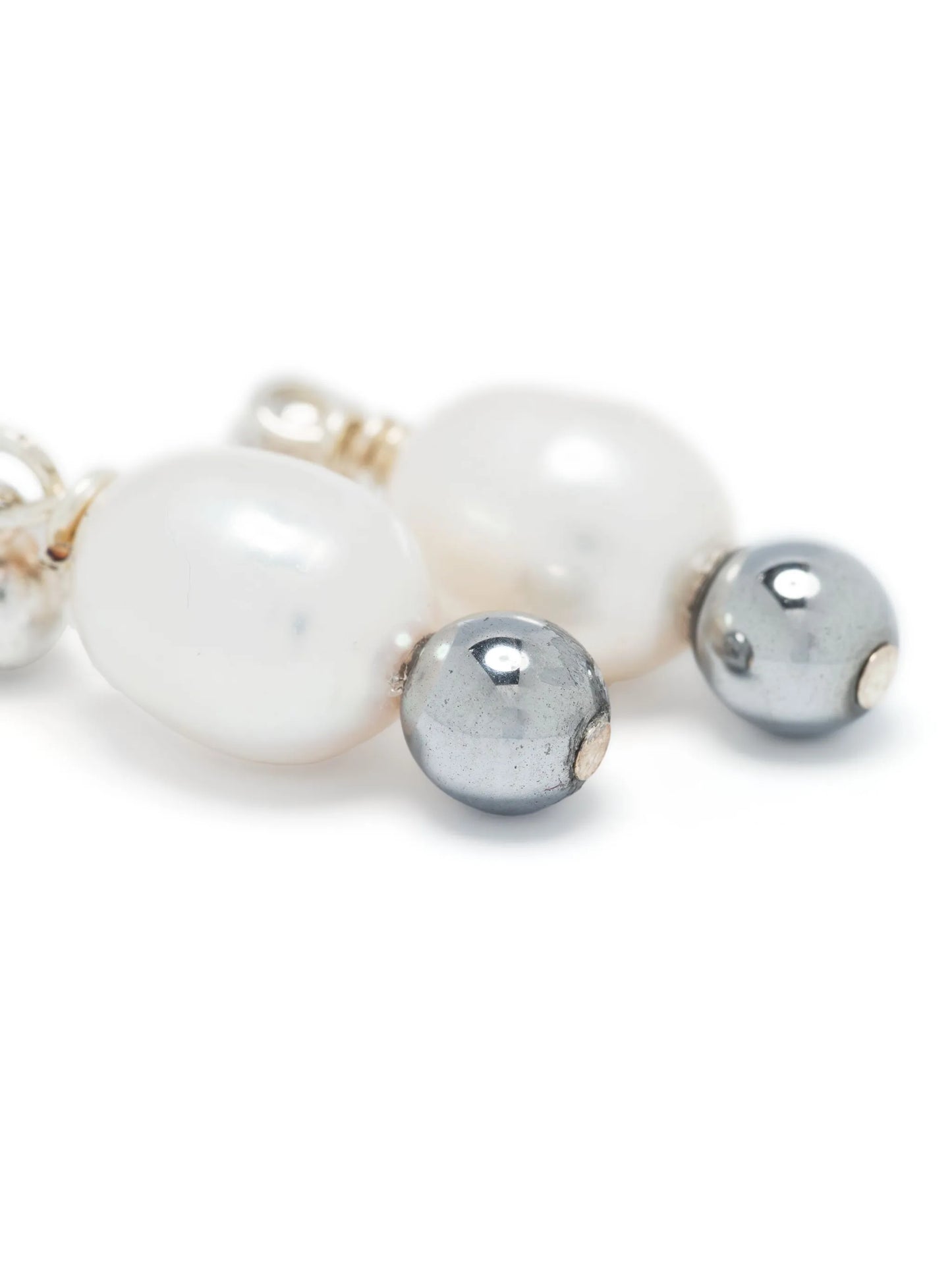 pearl-embellished silver drop earrings