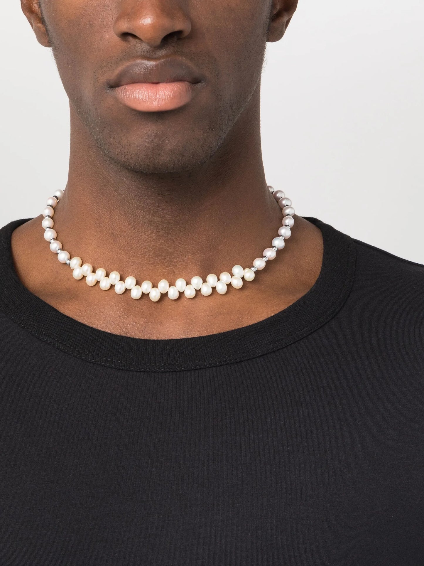 hematite-beaded freshwater-pearl necklace