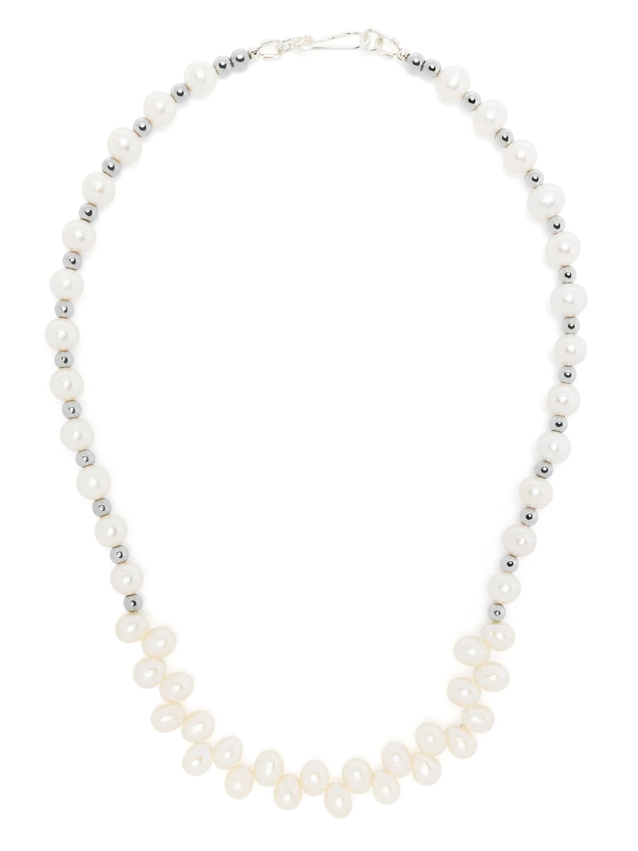 hematite-beaded freshwater-pearl necklace