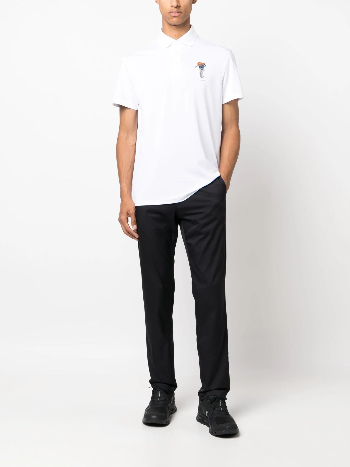 Golf off-centre fastening chino trousers