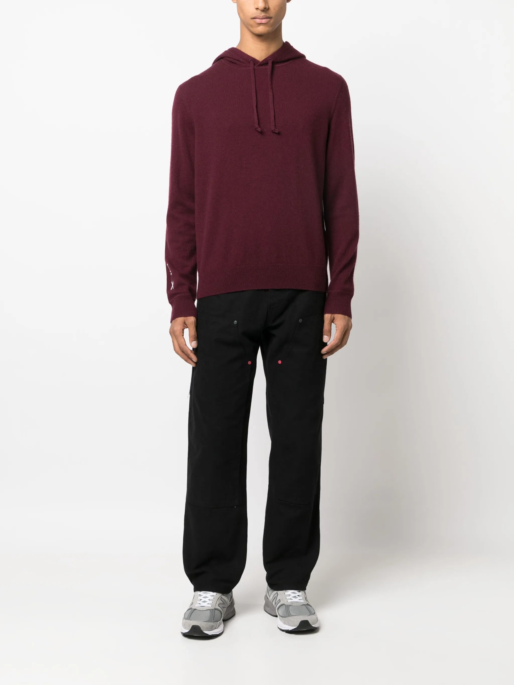 embroidered-logo knitted hoodie