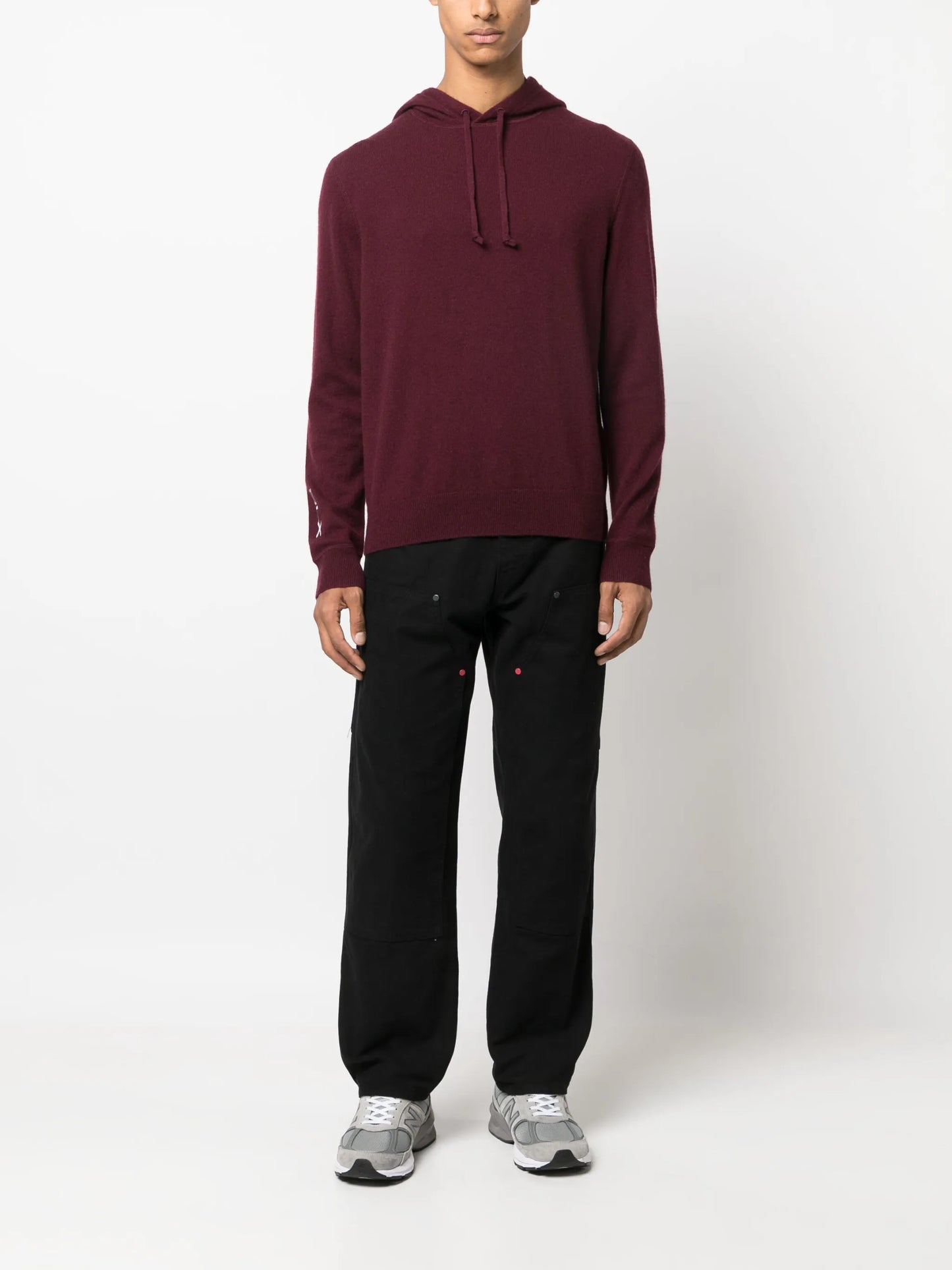 embroidered-logo knitted hoodie