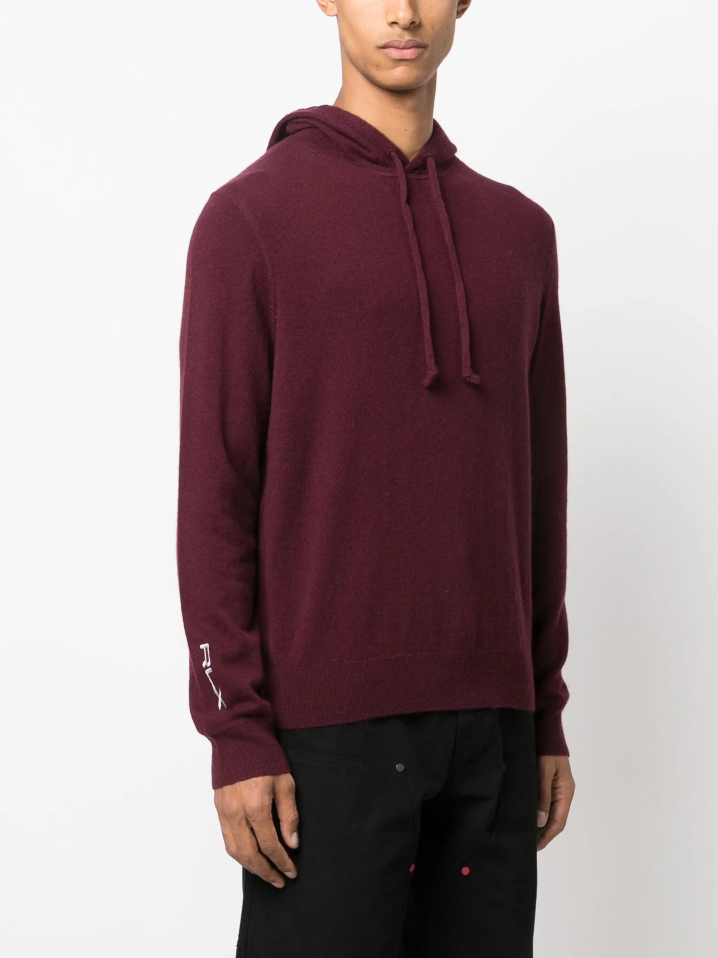 embroidered-logo knitted hoodie