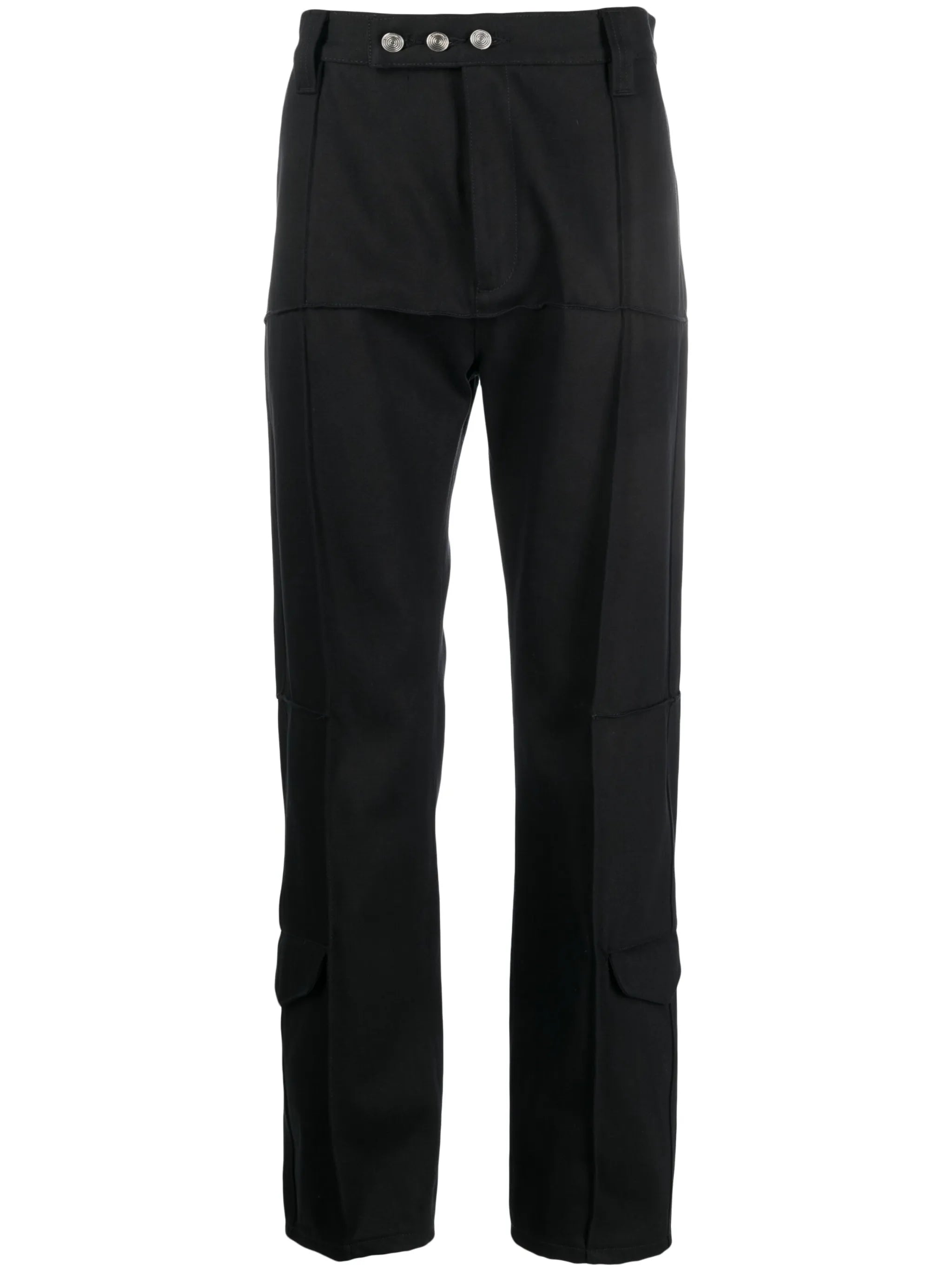 panelled slim-fit cotton trousers