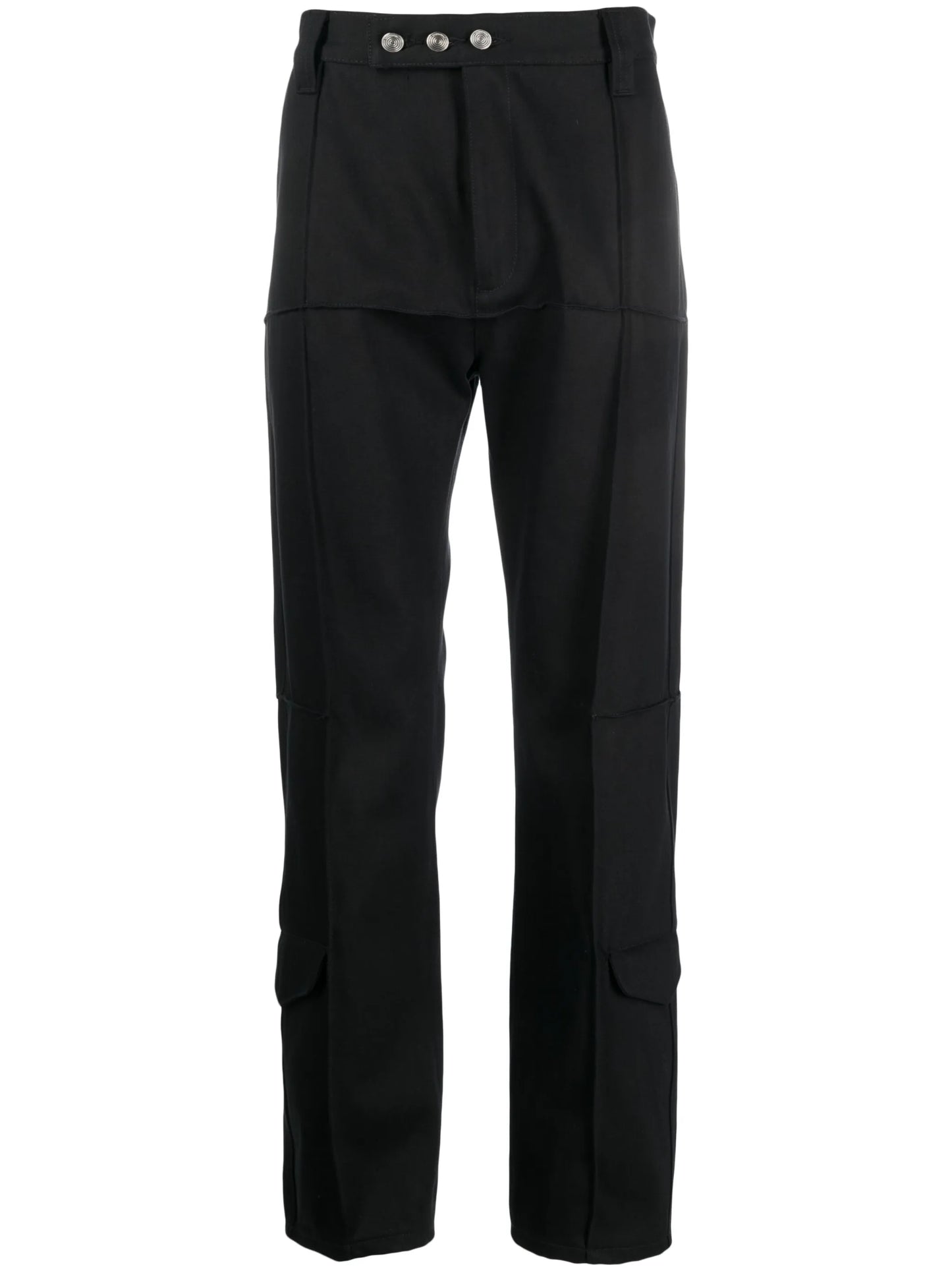 panelled slim-fit cotton trousers