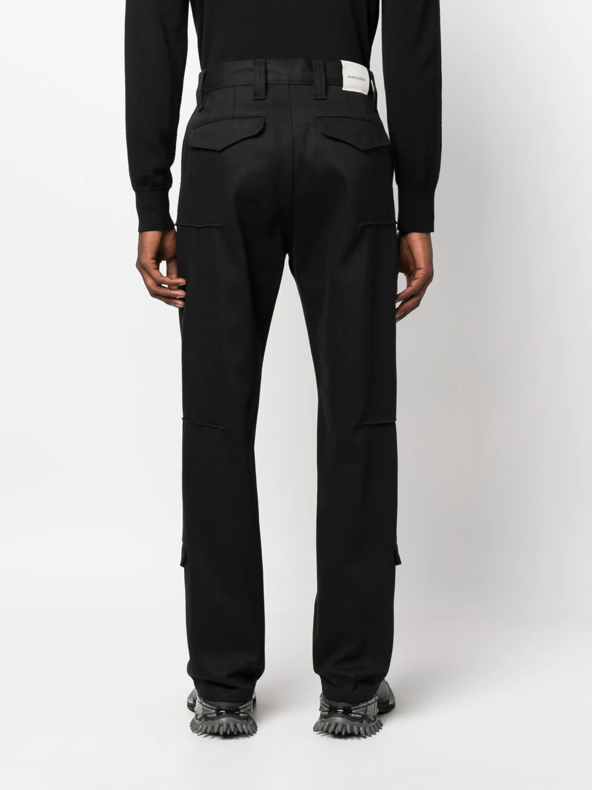 panelled slim-fit cotton trousers