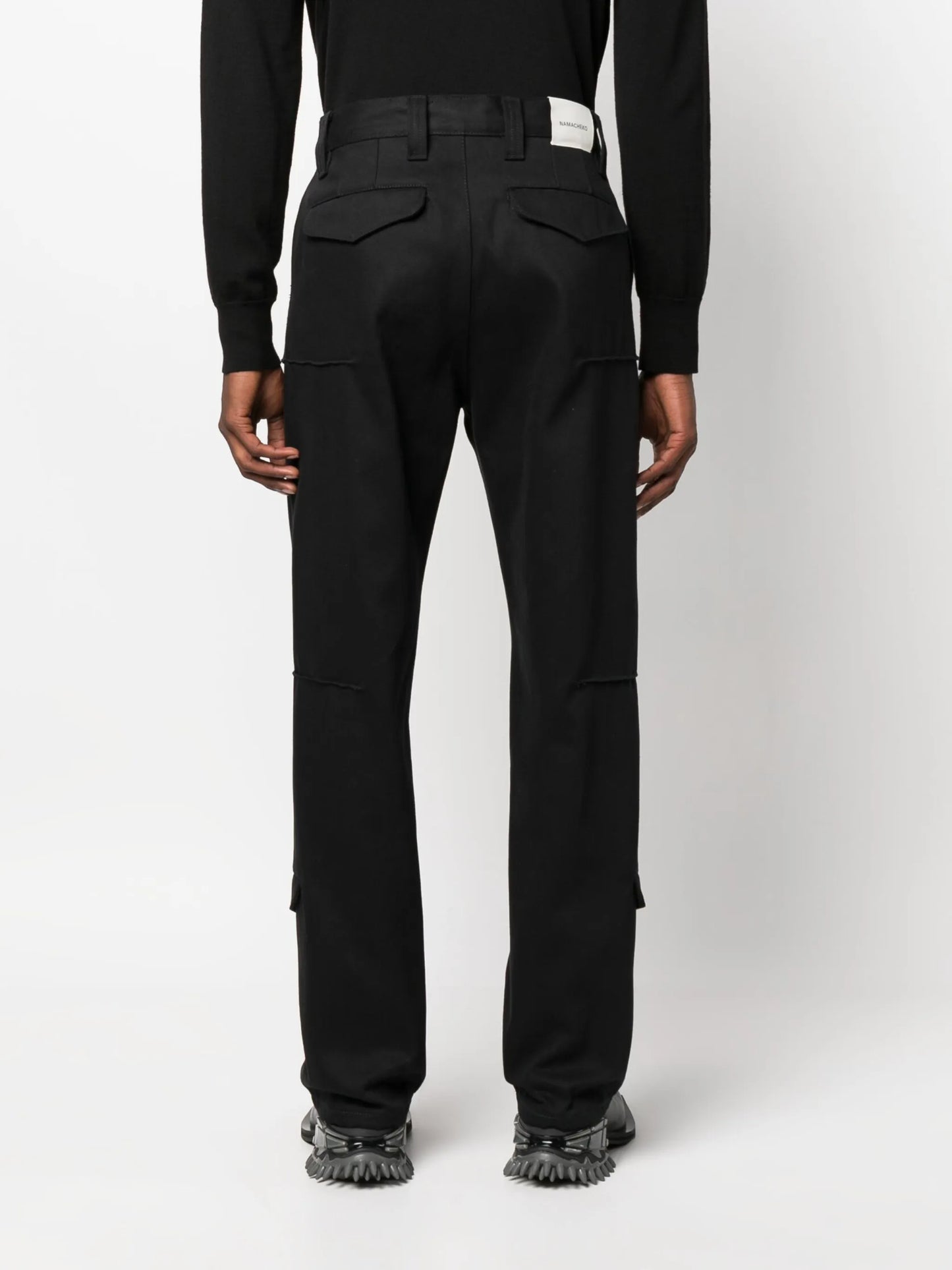 panelled slim-fit cotton trousers