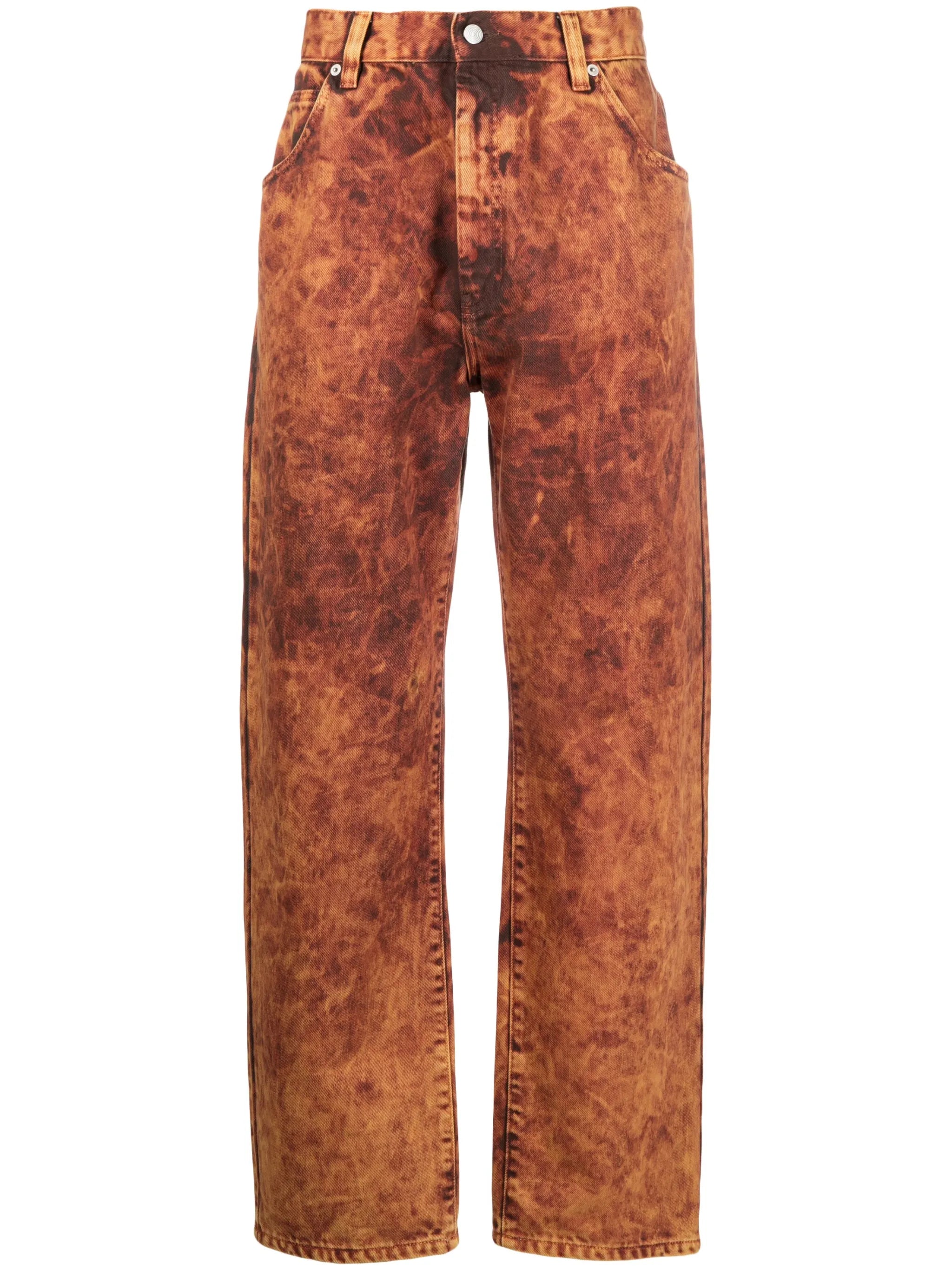 dyed stonewashed straight-leg jeans
