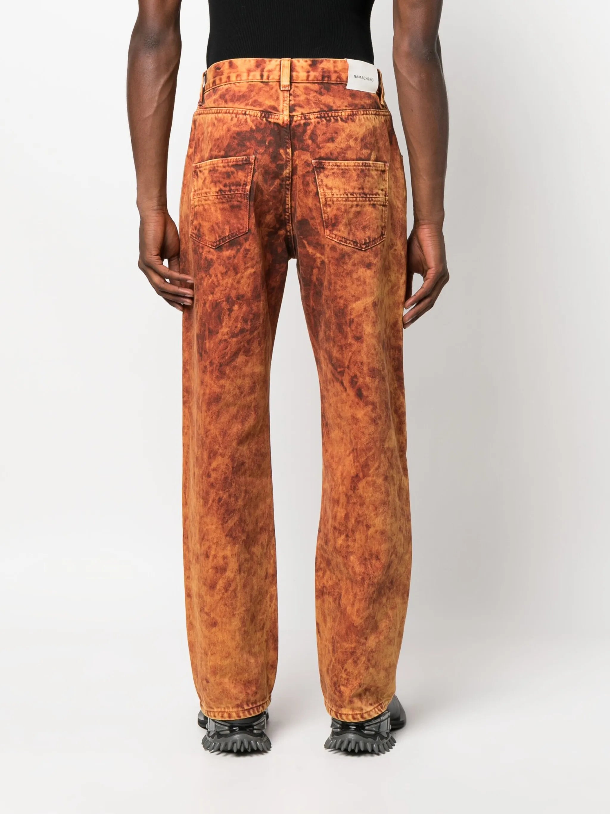 dyed stonewashed straight-leg jeans