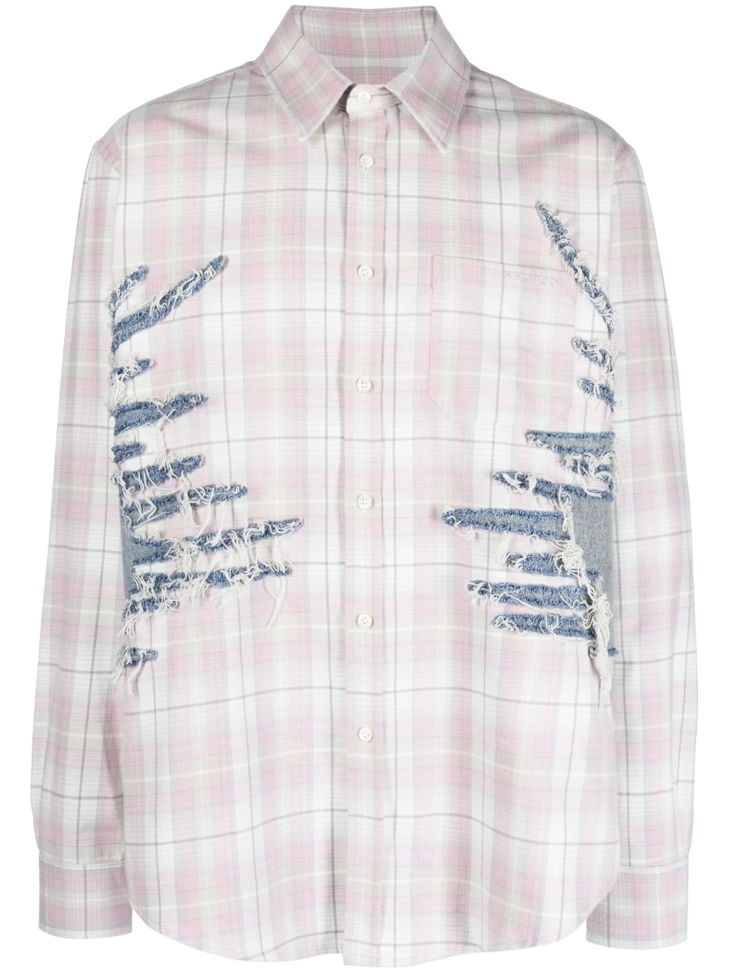 whisker-embroidered check shirt