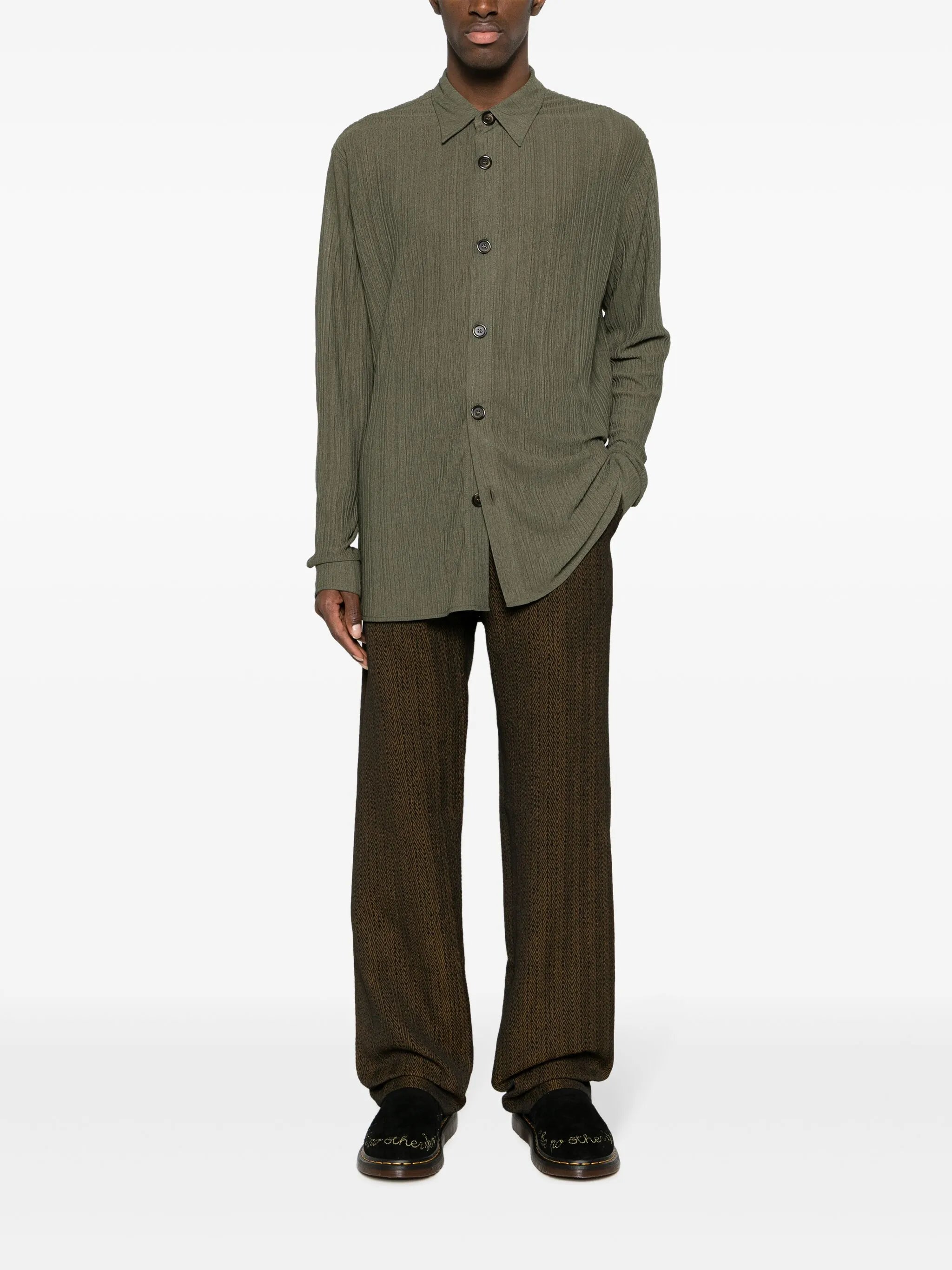 long-sleeve crinkled shirt