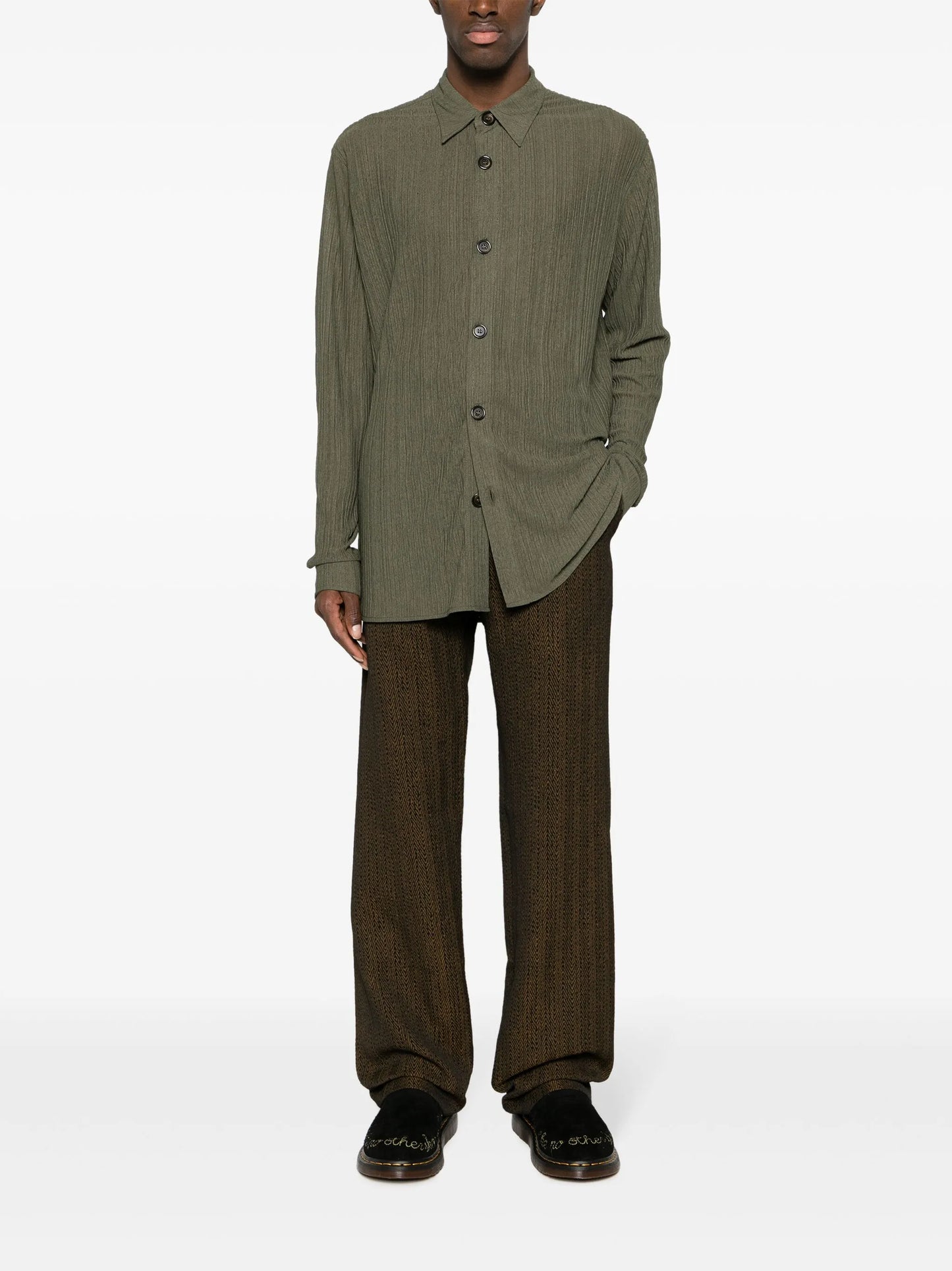 long-sleeve crinkled shirt