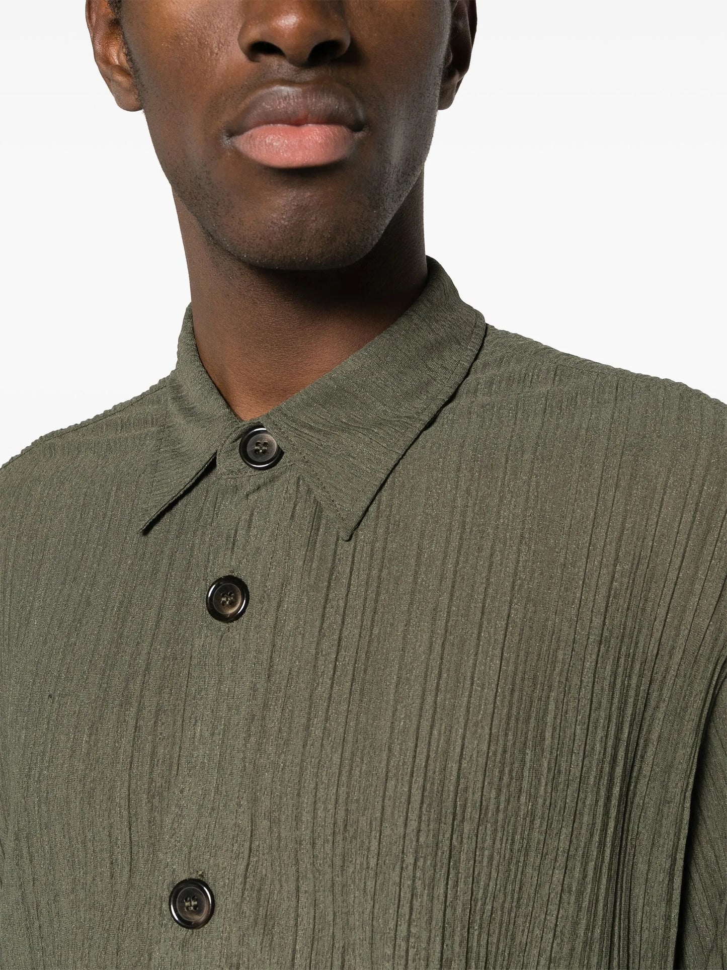 long-sleeve crinkled shirt