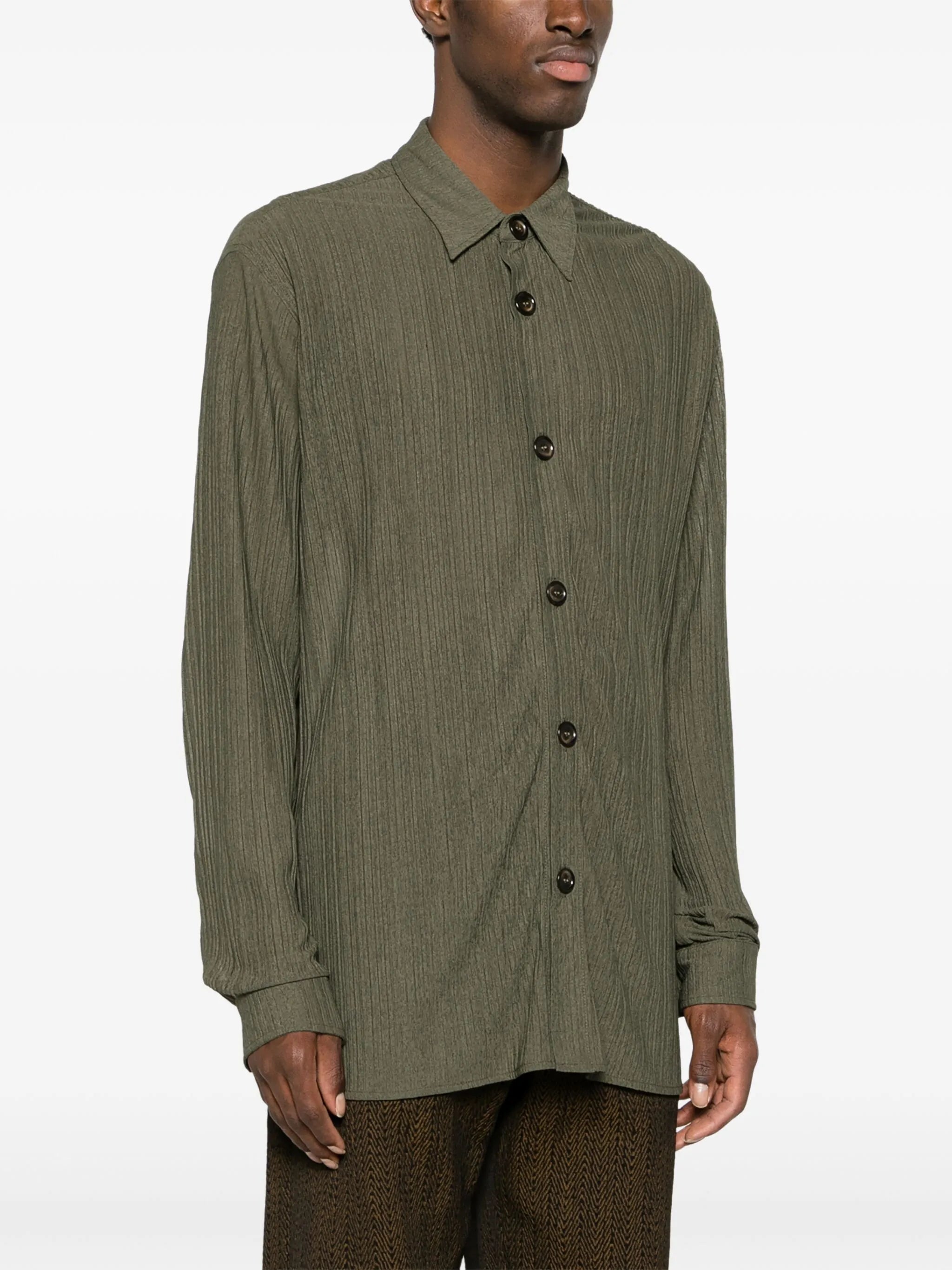 long-sleeve crinkled shirt