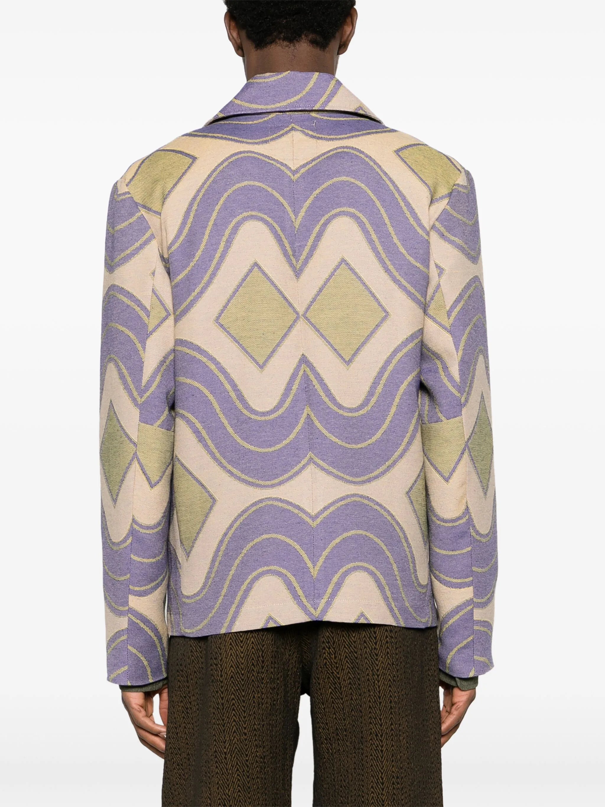 geometric-pattern woven peacoat