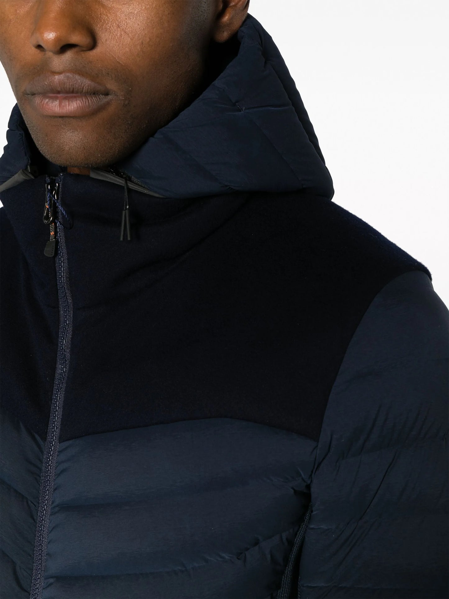 zip-up hooded padded jacket