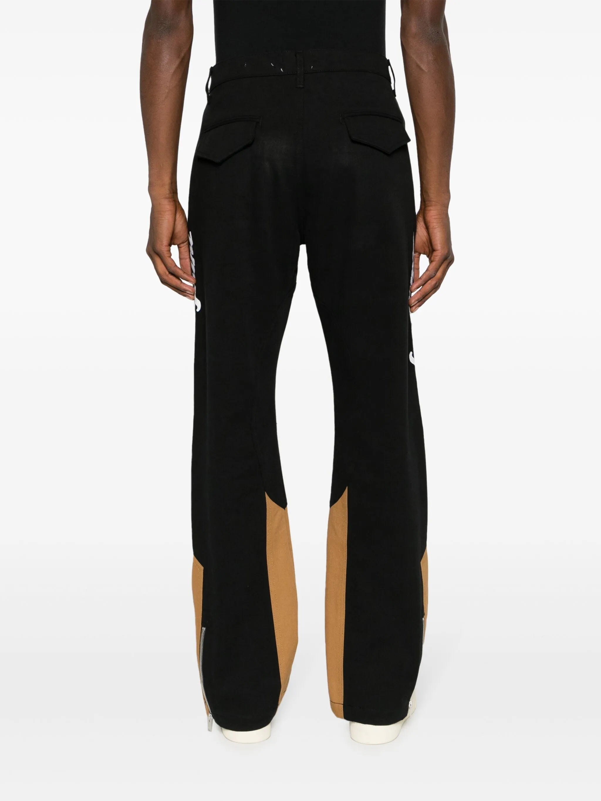 logo-embroidered panelled trousers