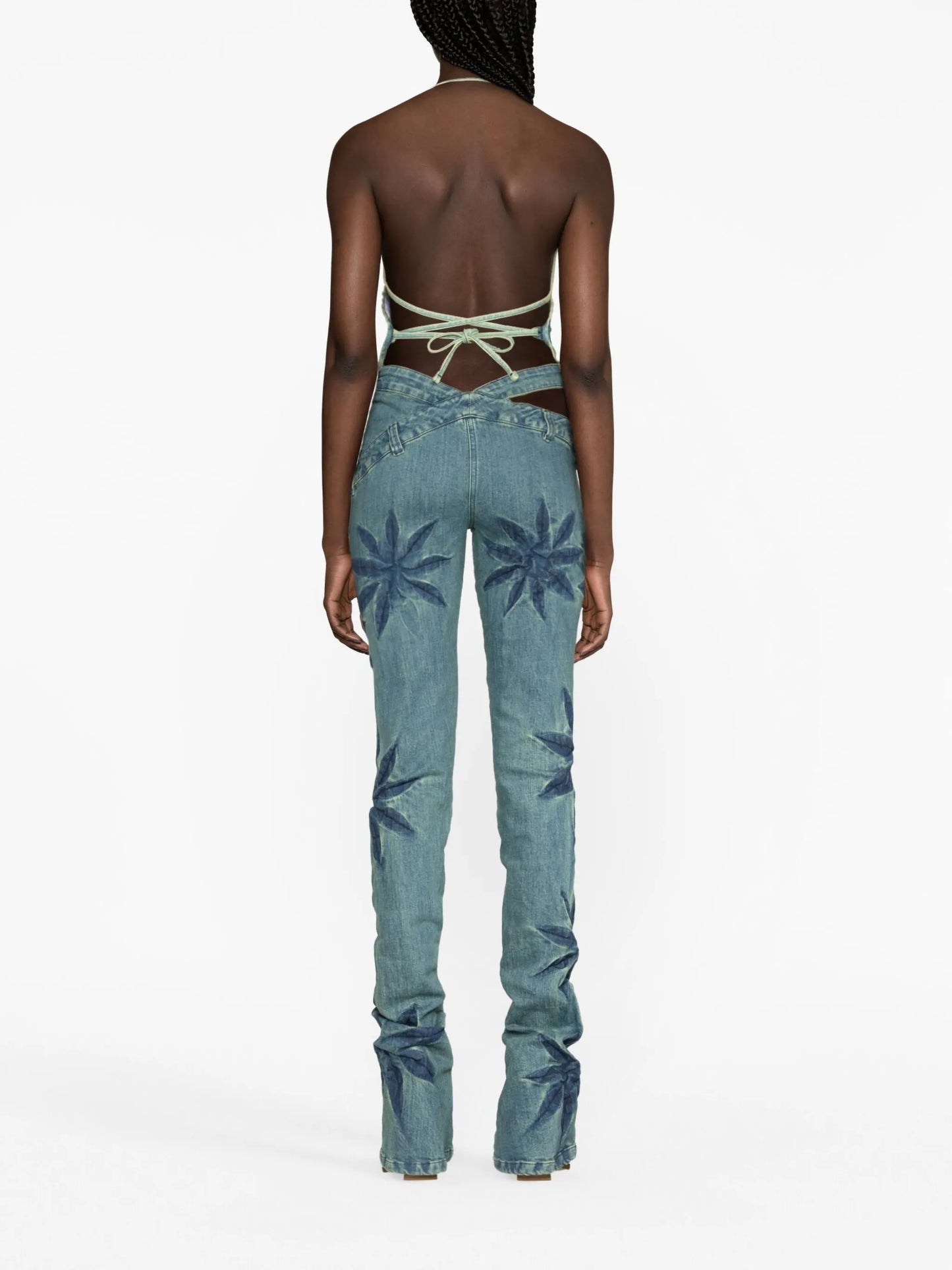 Heart denim halterneck top