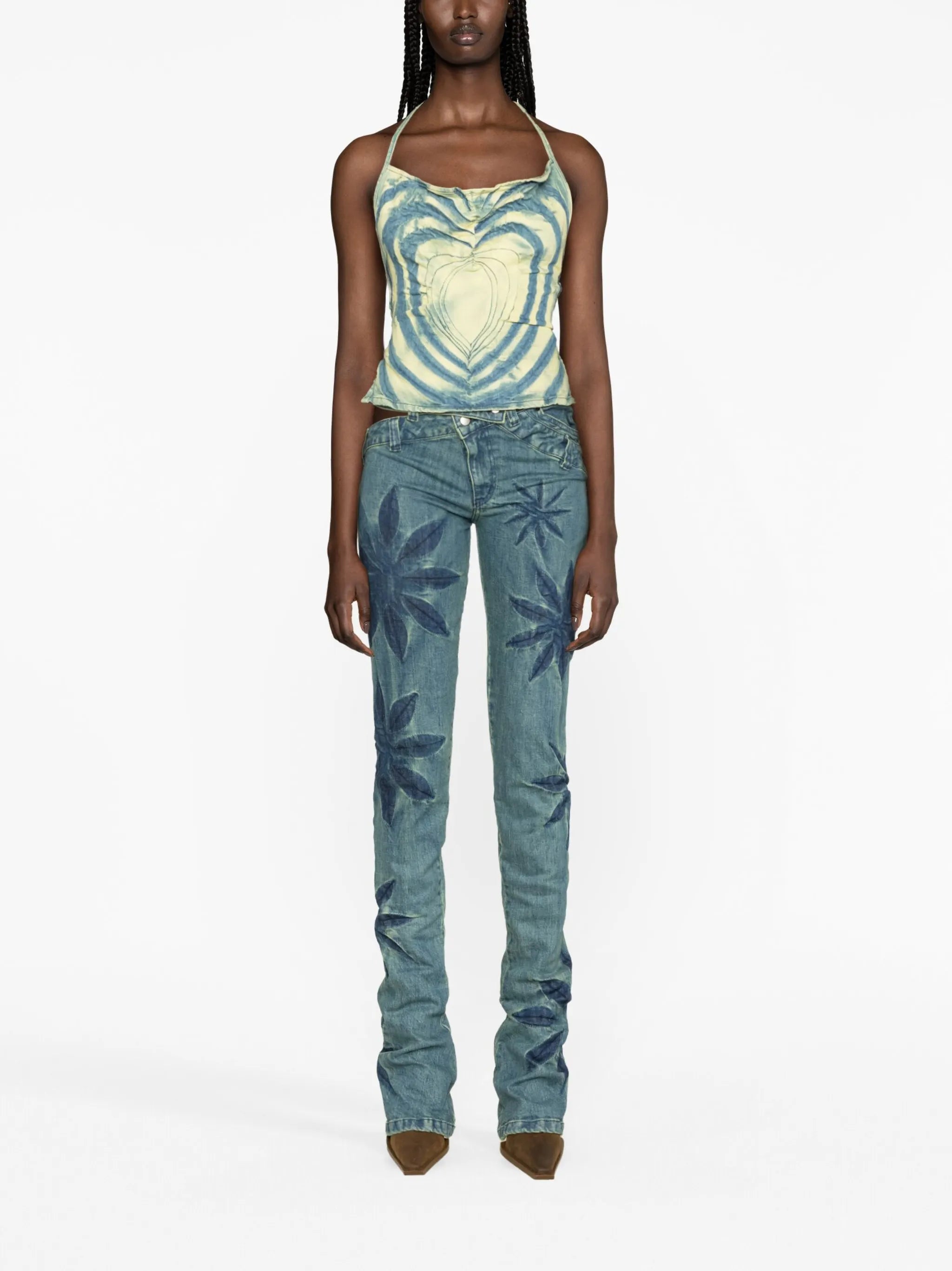 Heart denim halterneck top