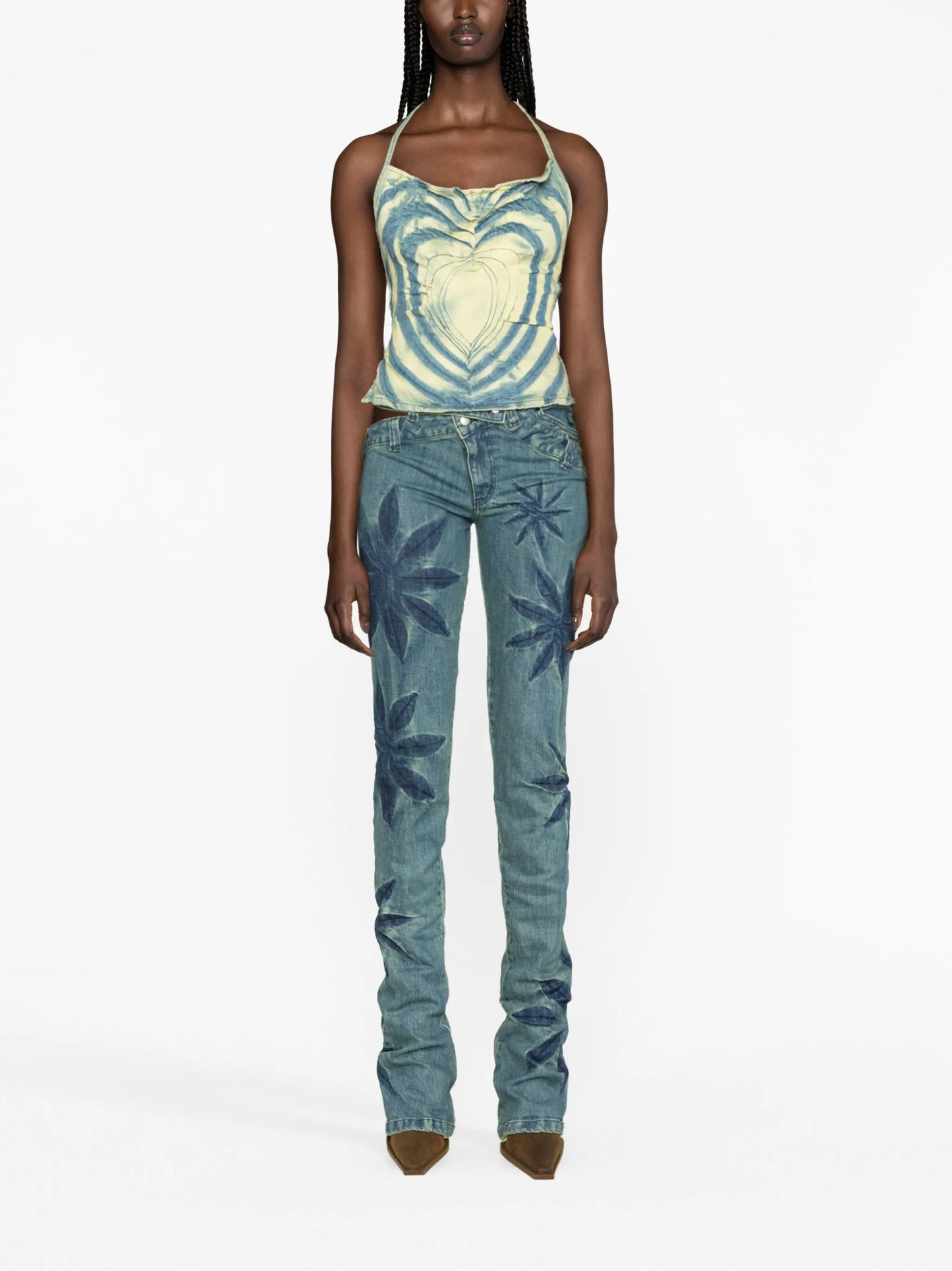 Heart denim halterneck top
