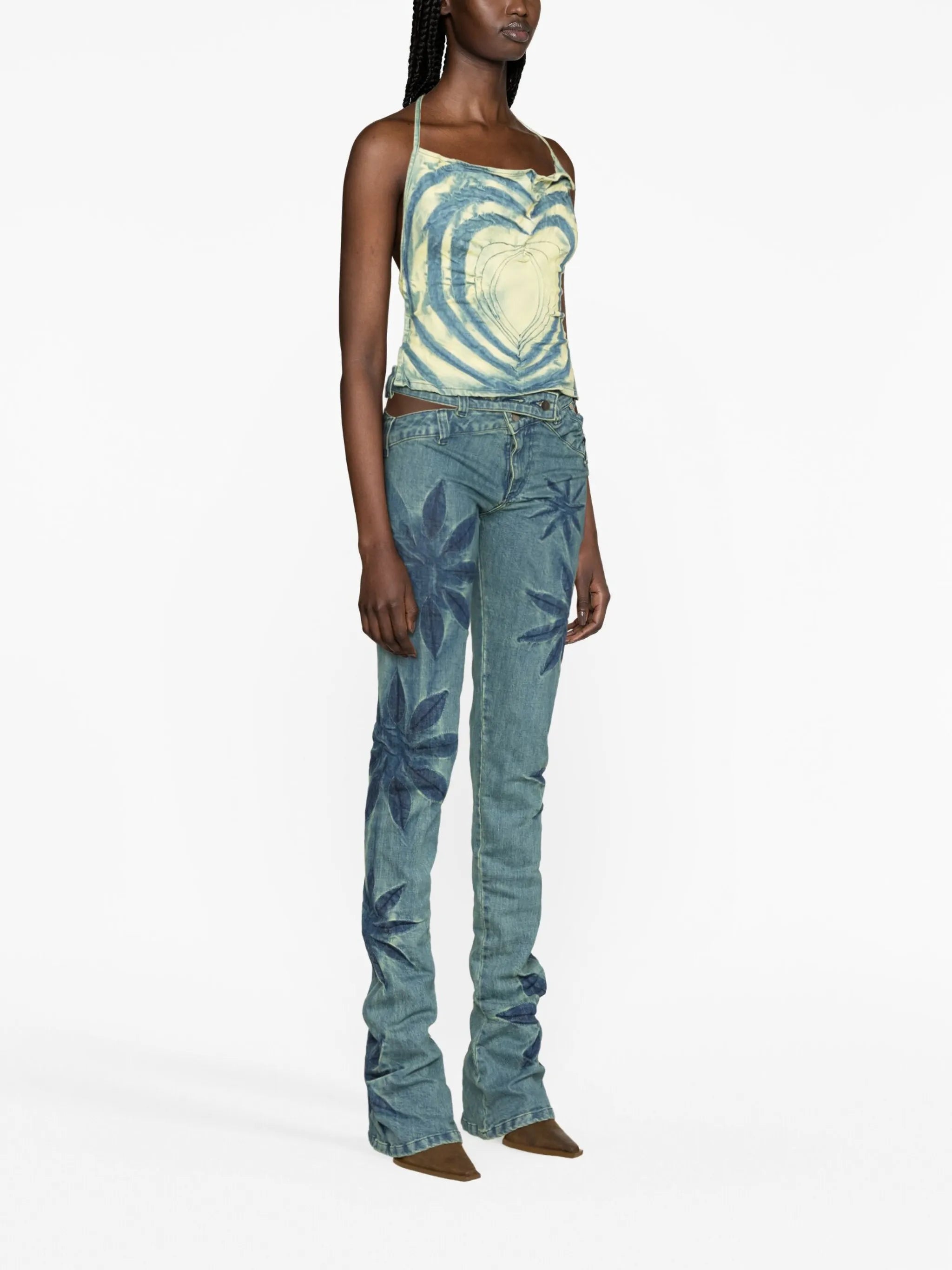 Heart denim halterneck top