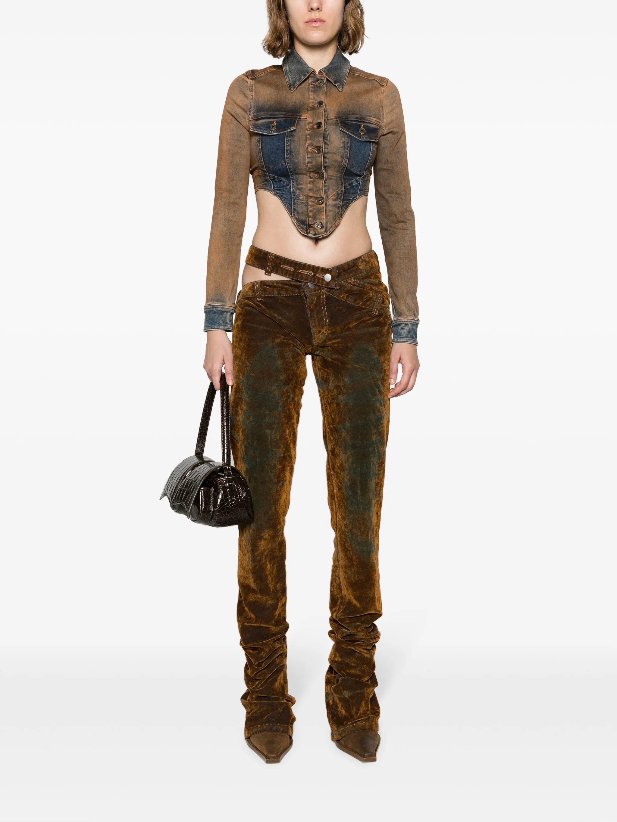cut-out flared jeans