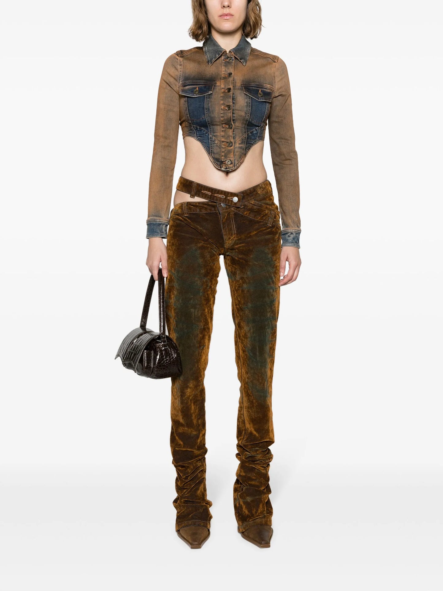 cut-out flared jeans