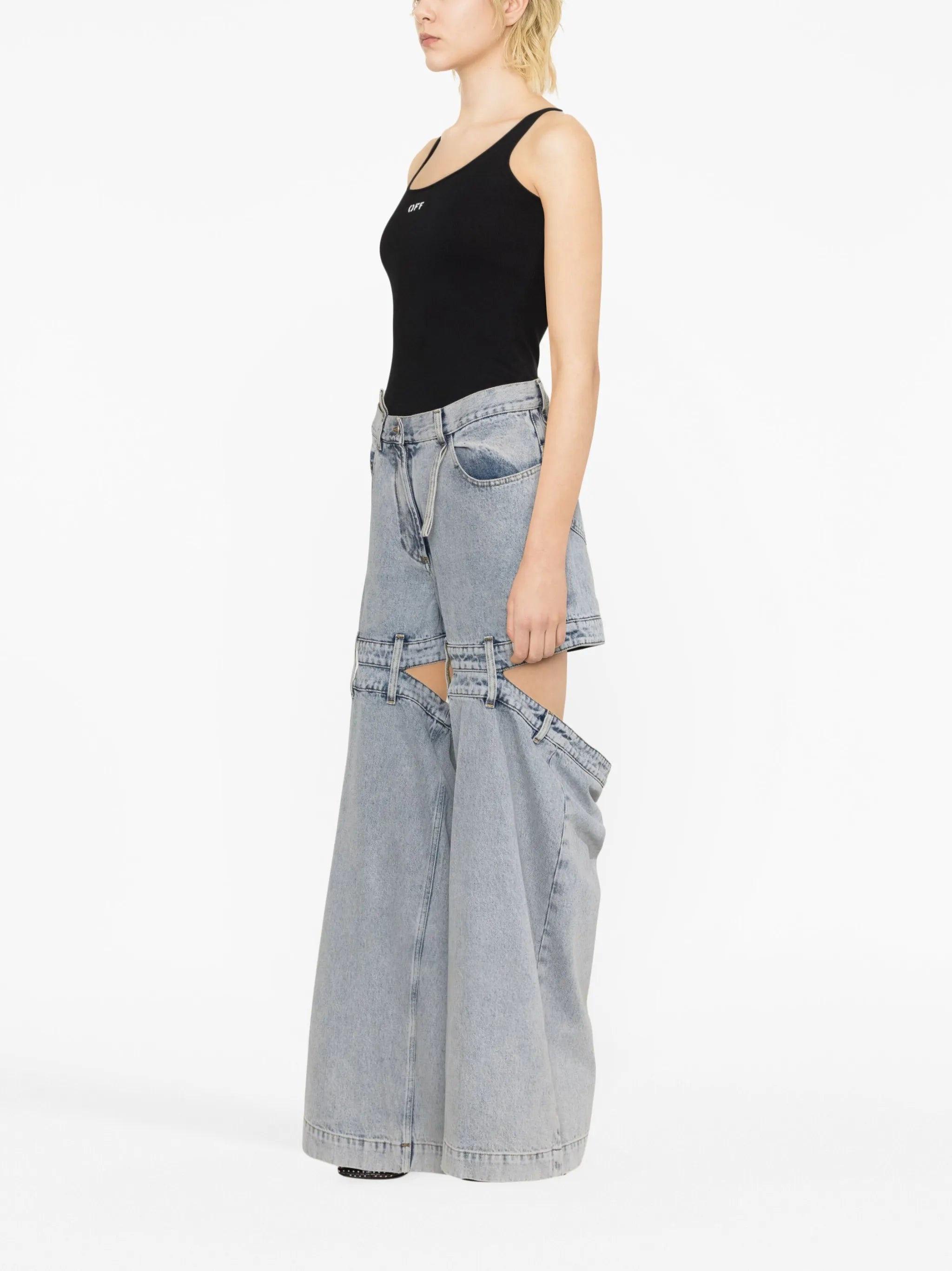 Ashton cut-out wide-leg jeans