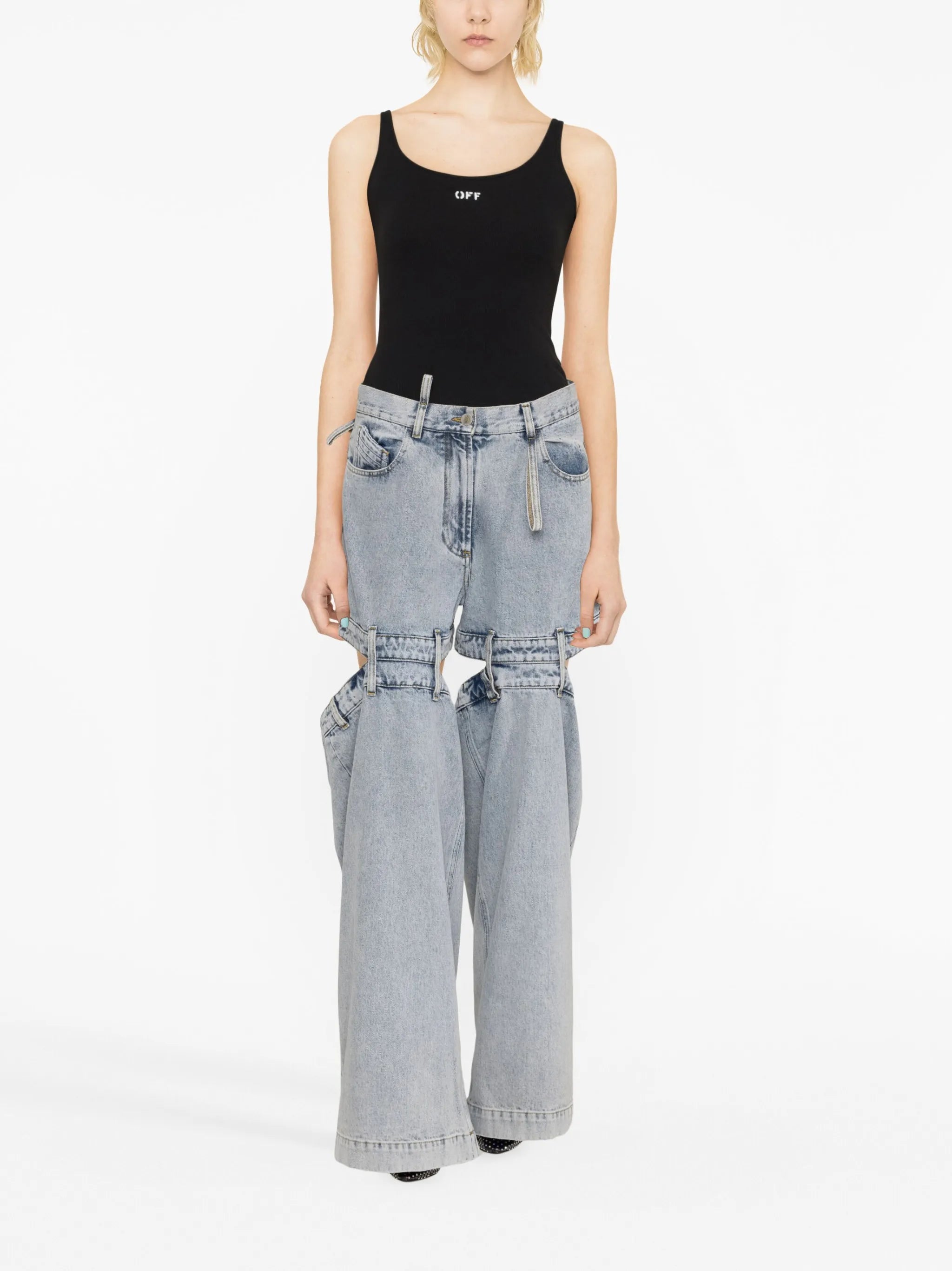 Ashton cut-out wide-leg jeans