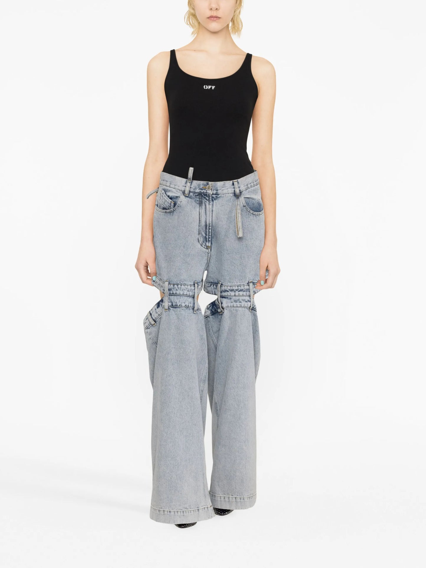 Ashton cut-out wide-leg jeans