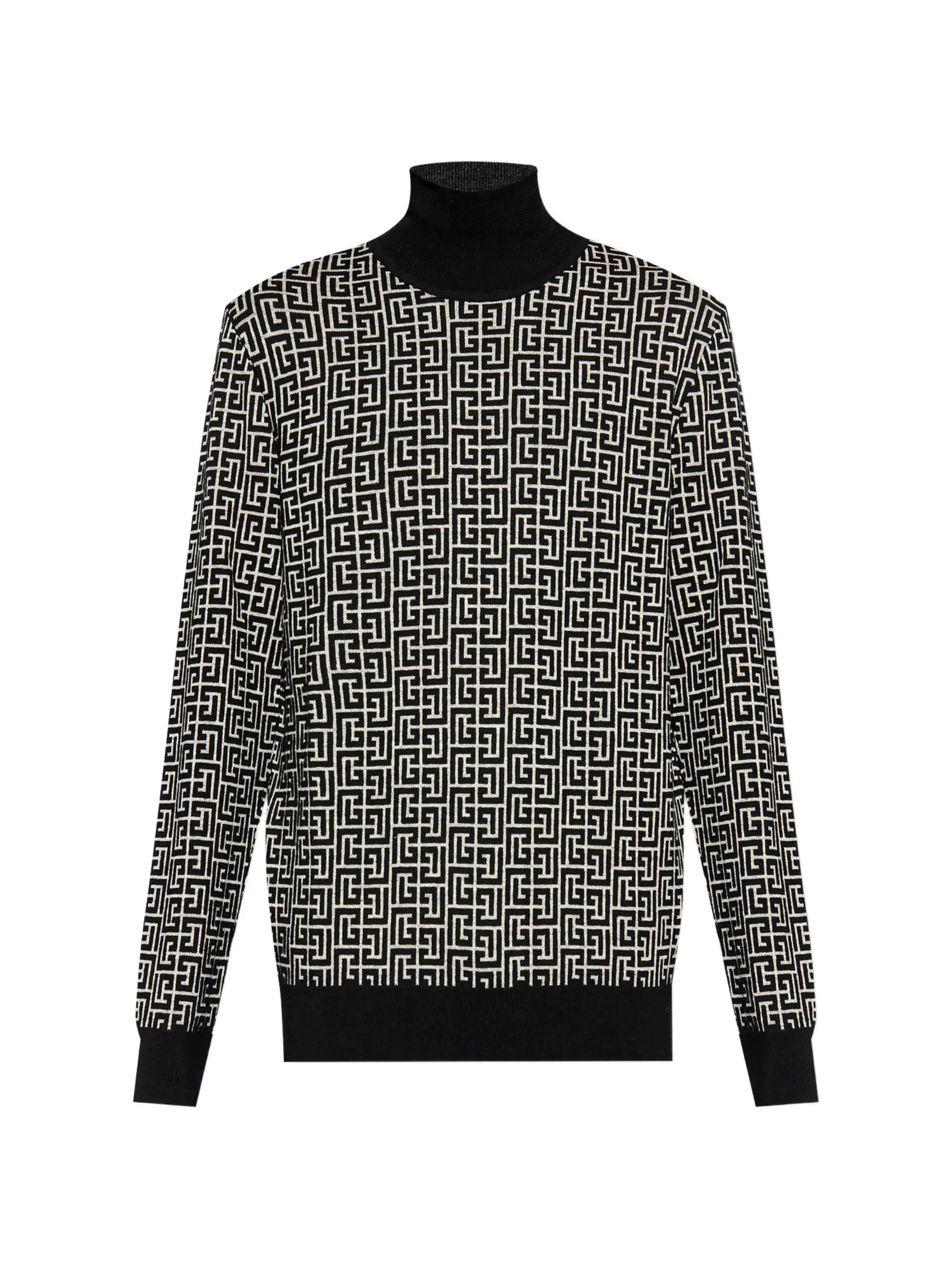 monogram-intarsia roll-neck jumper