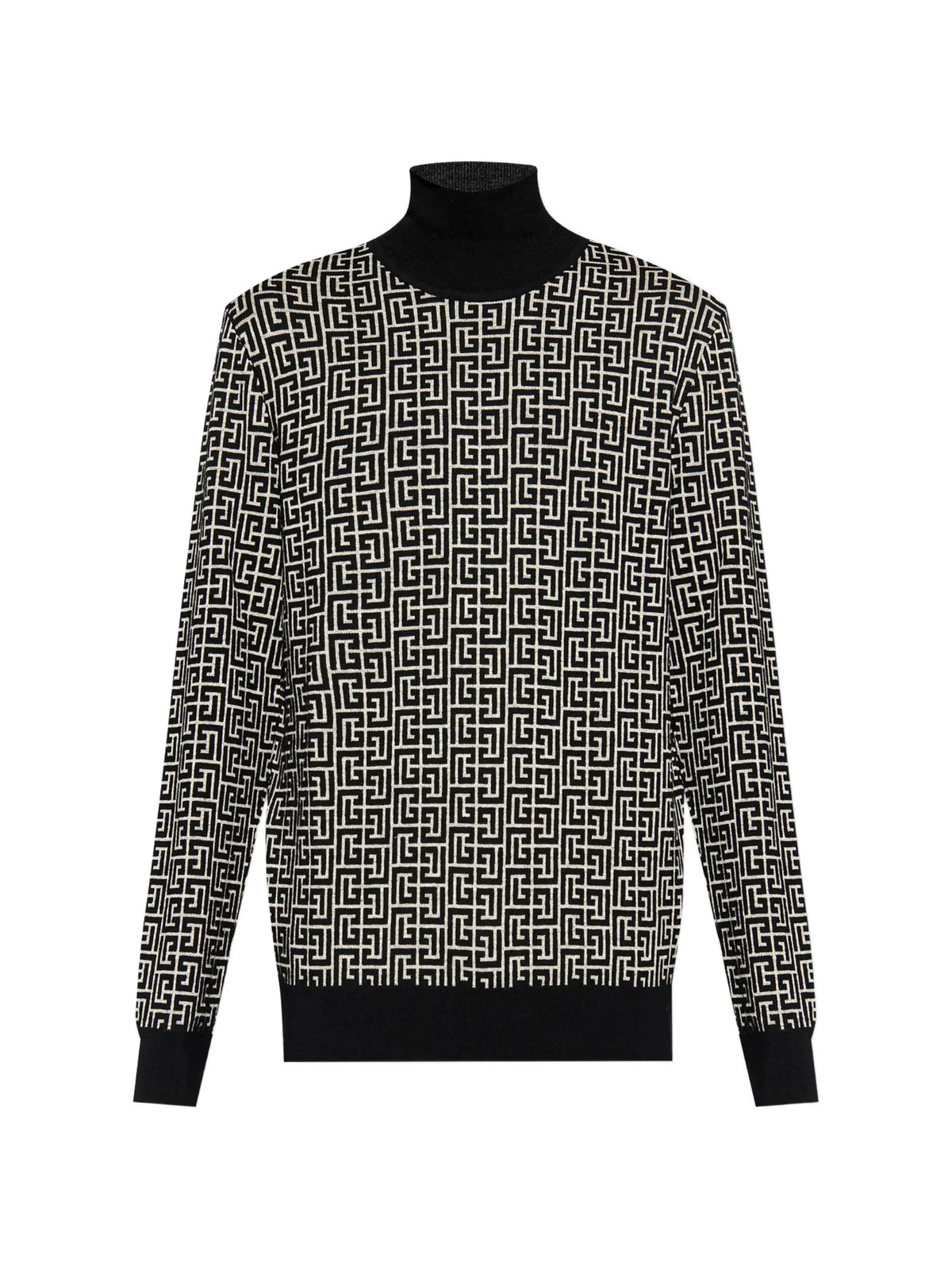 monogram-intarsia roll-neck jumper