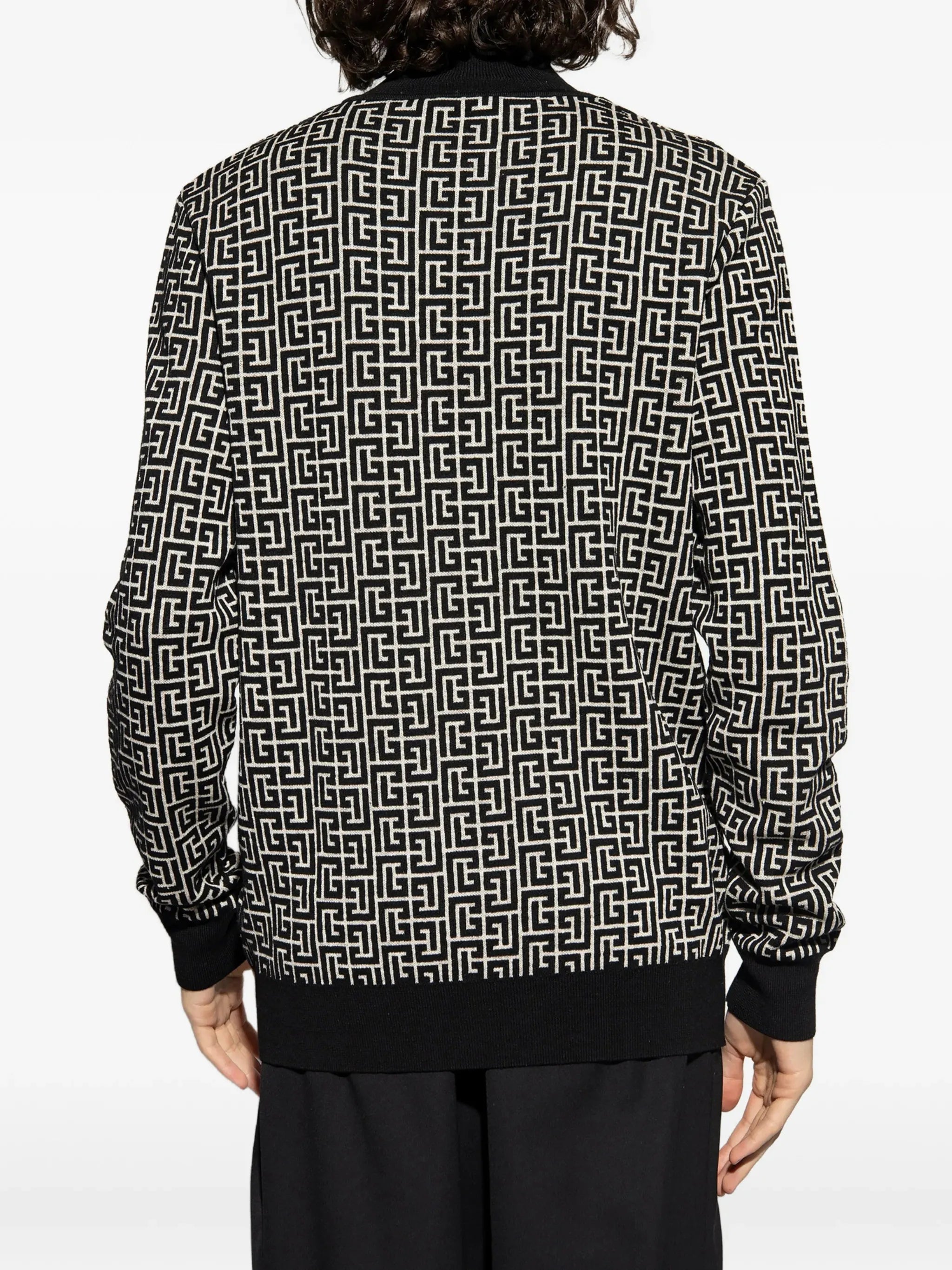 monogram-intarsia roll-neck jumper