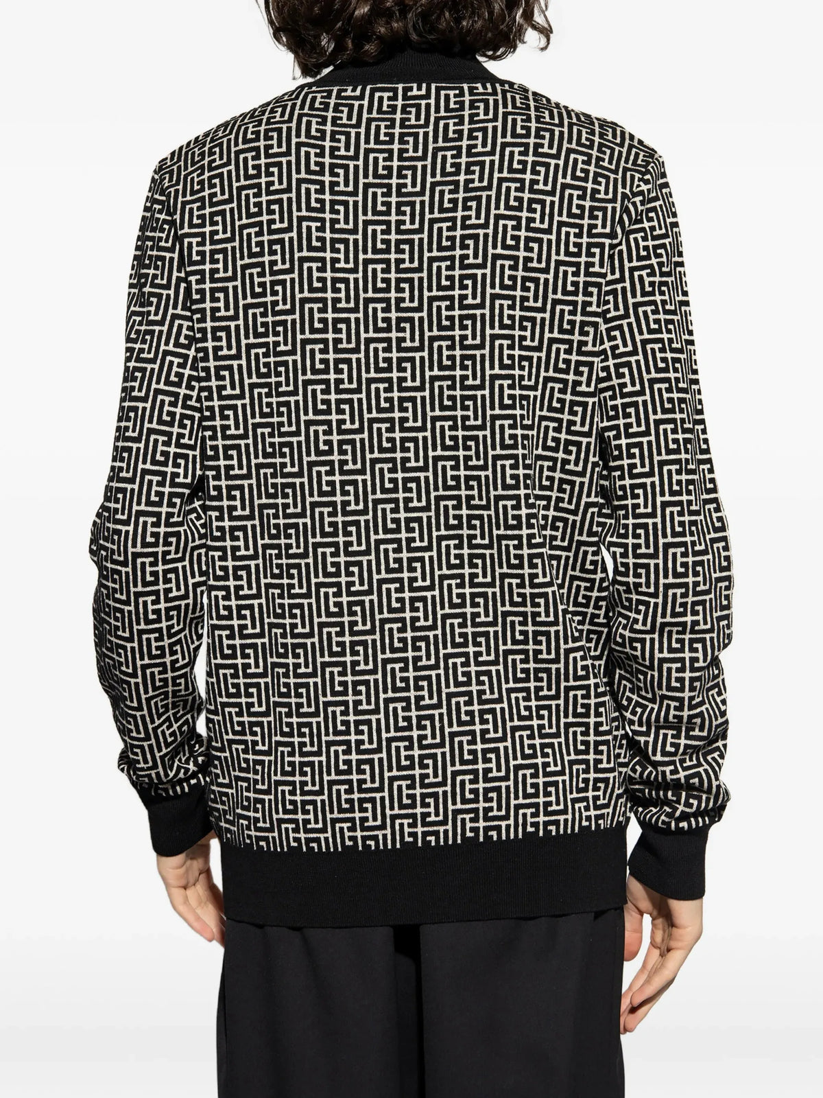 monogram-intarsia roll-neck jumper