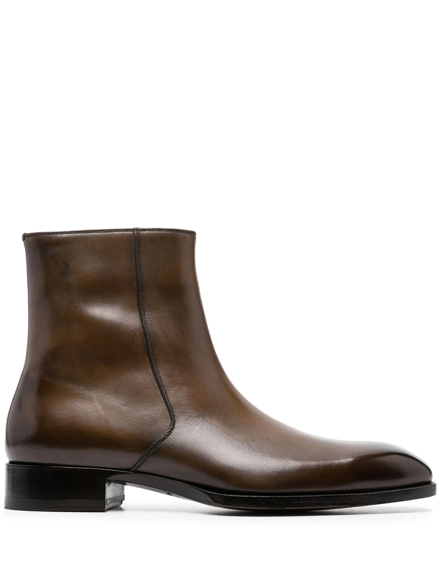 polished leather ankle boots