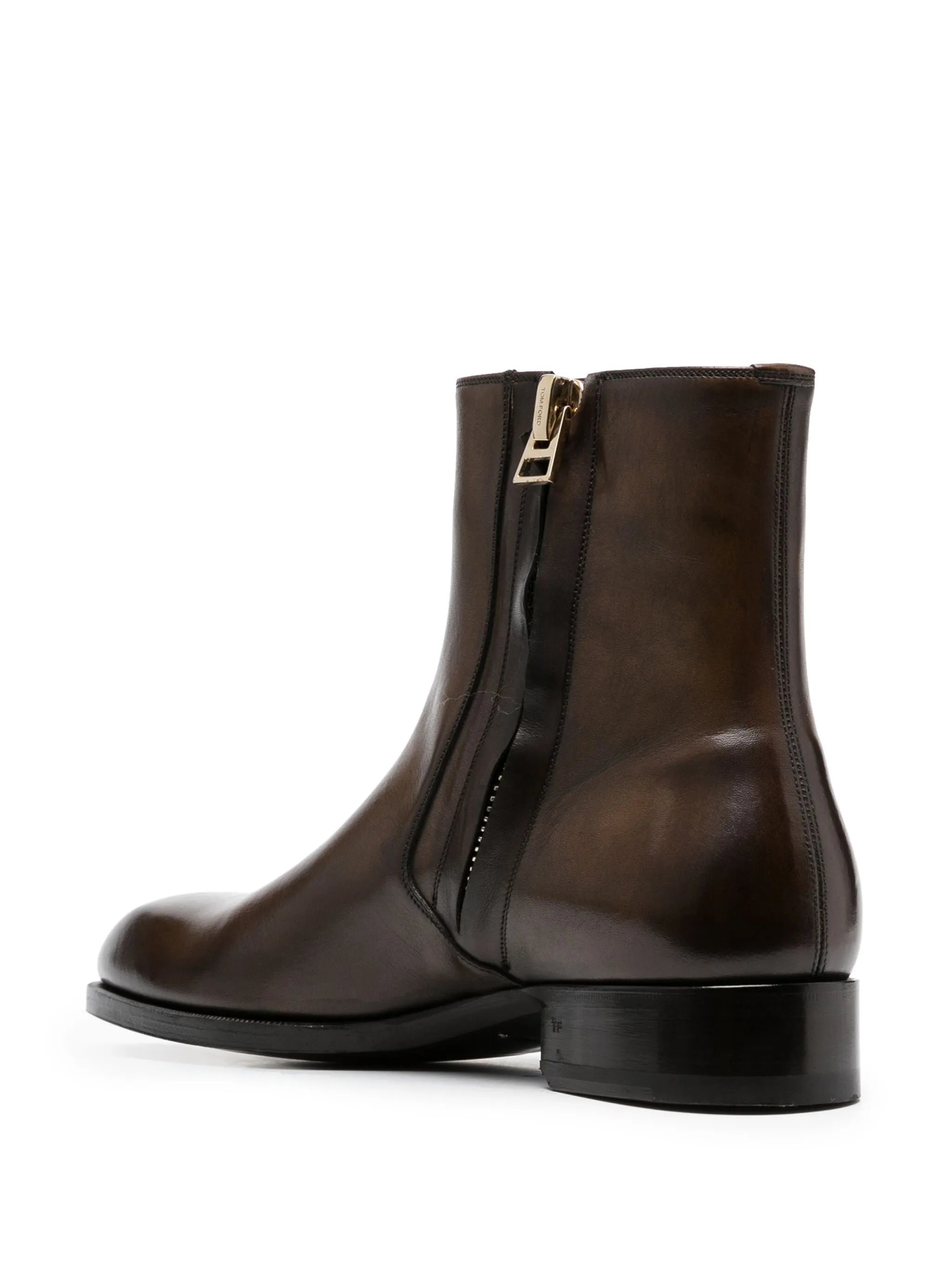 polished leather ankle boots