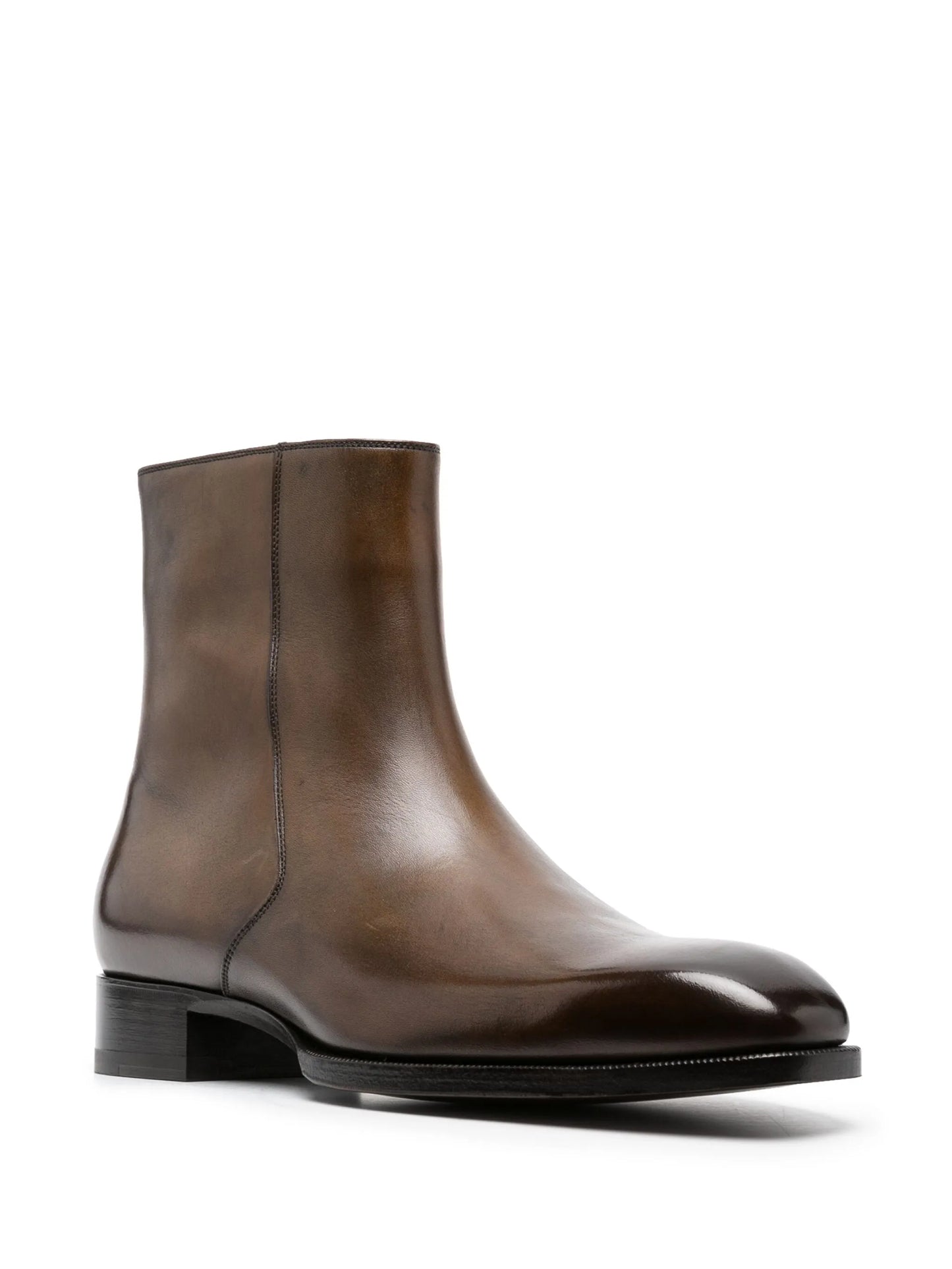 polished leather ankle boots