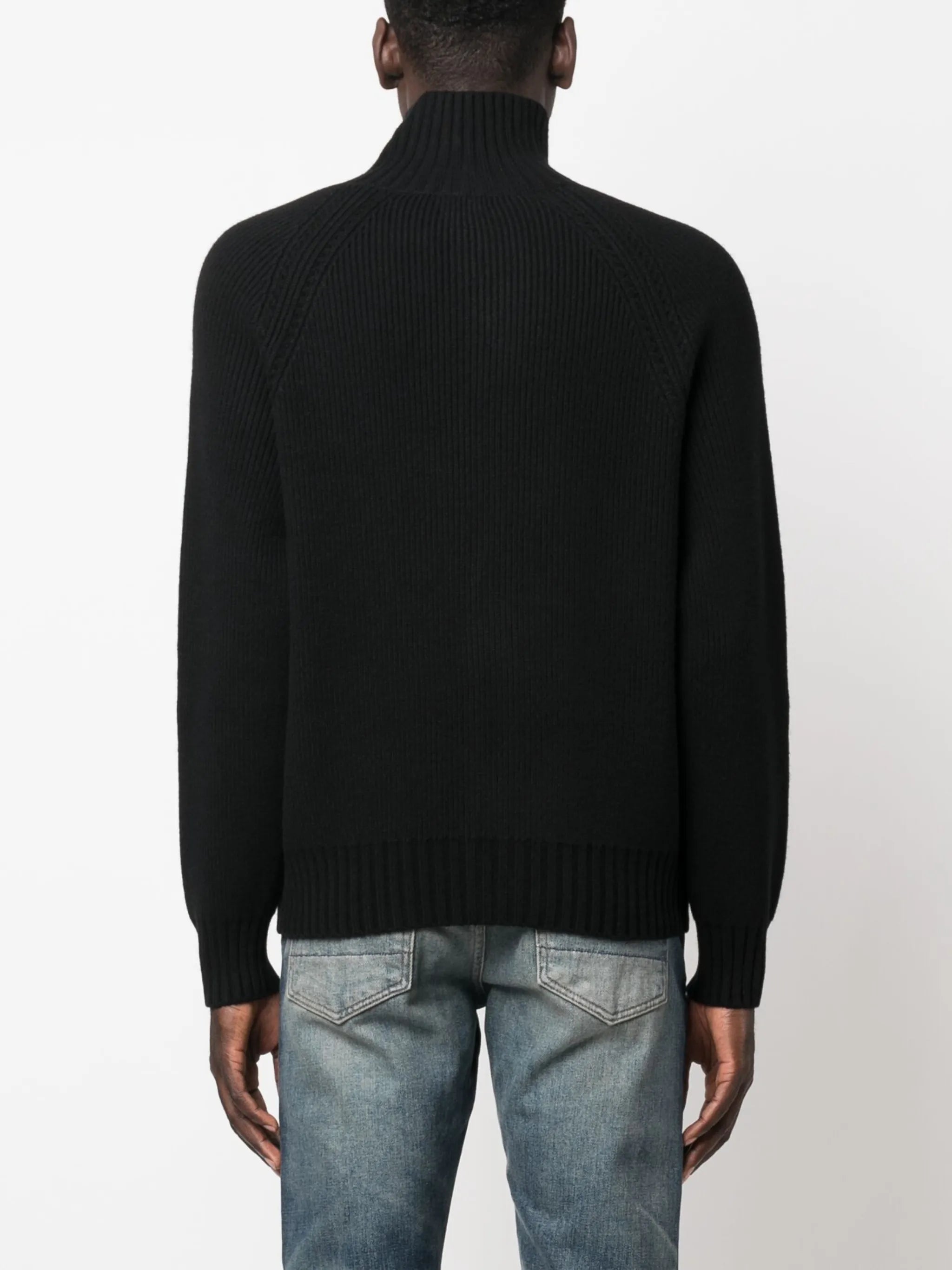 zip-up ribbed cardigan