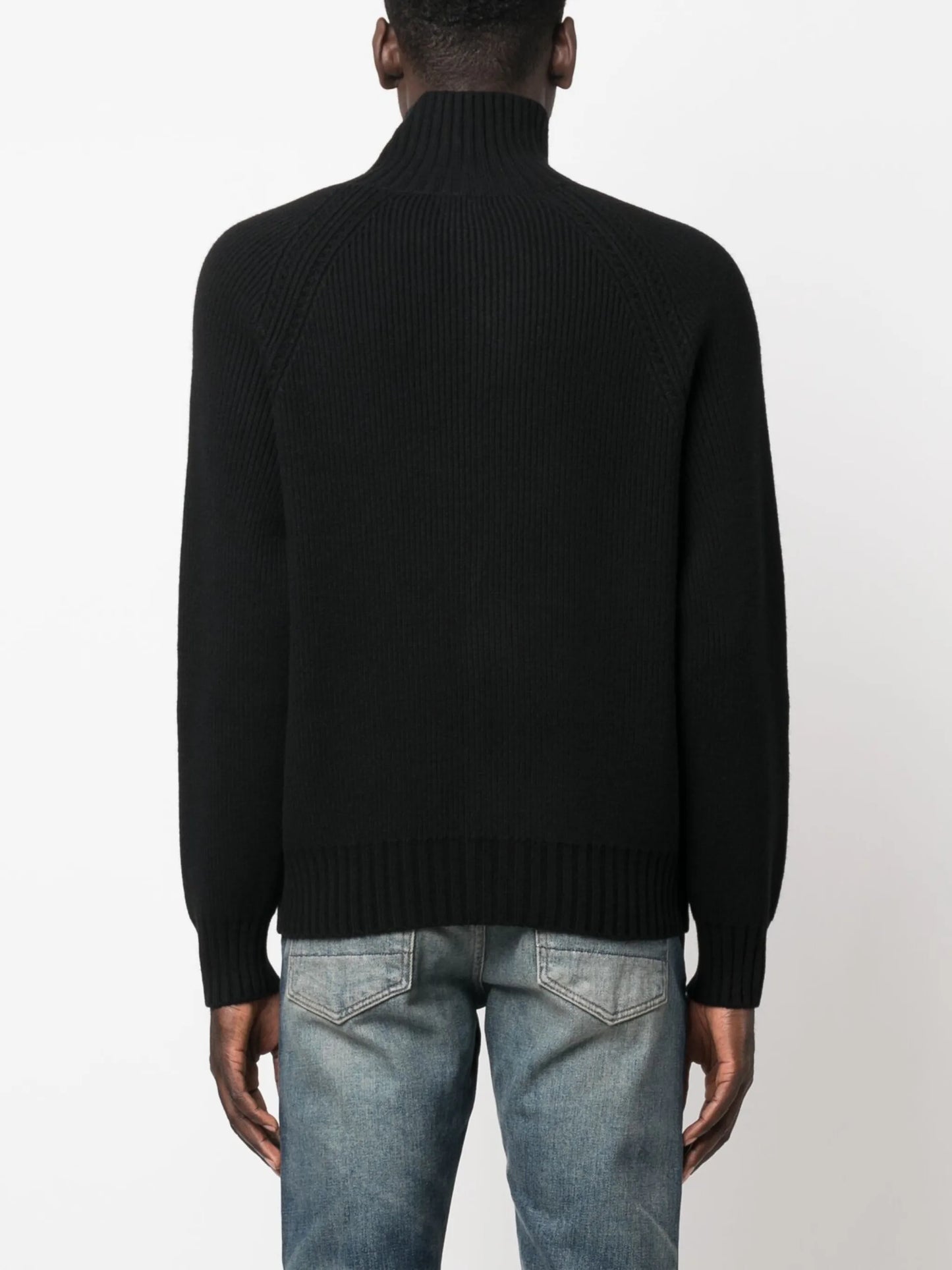 zip-up ribbed cardigan