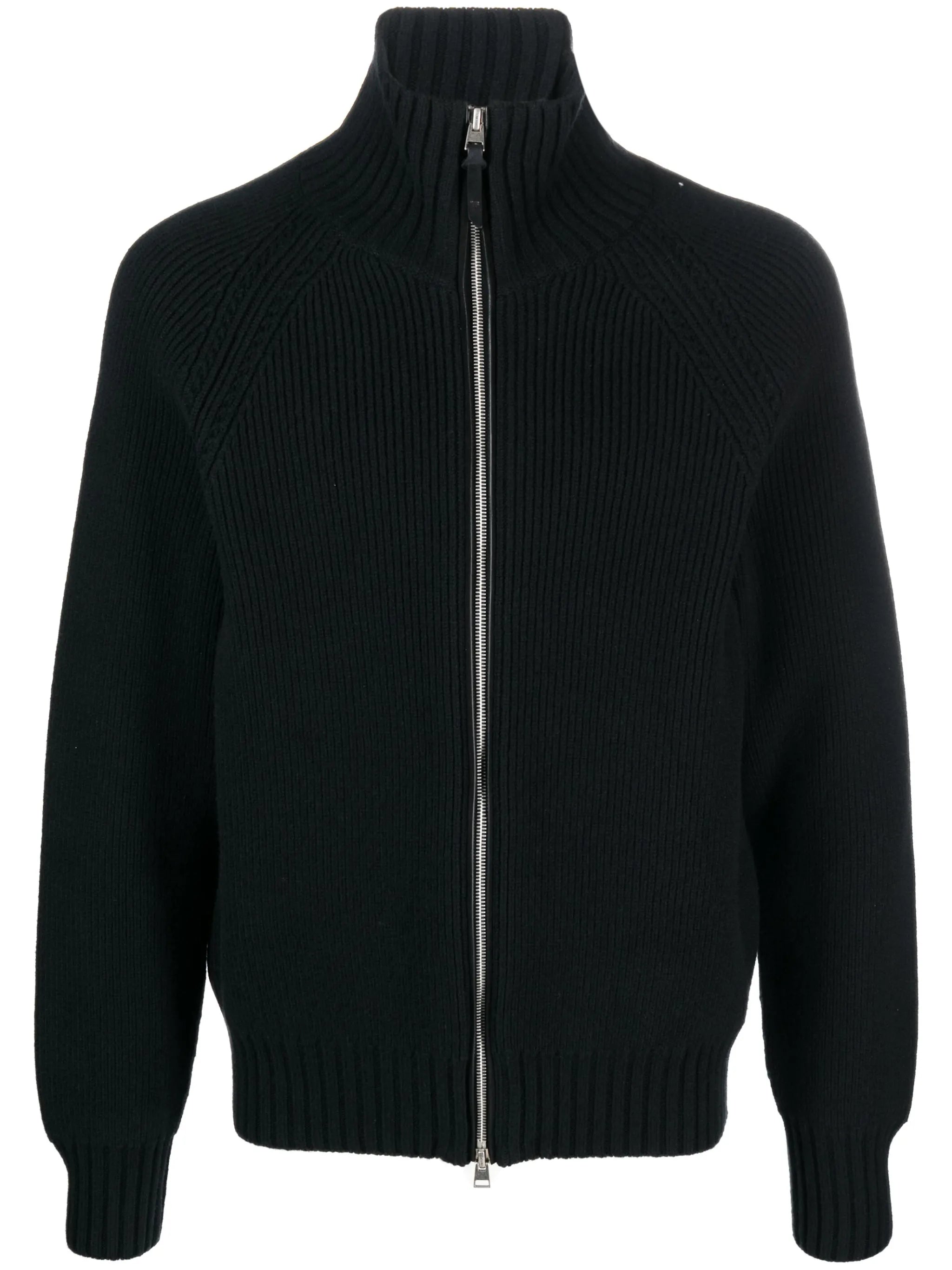 zip-up ribbed cardigan