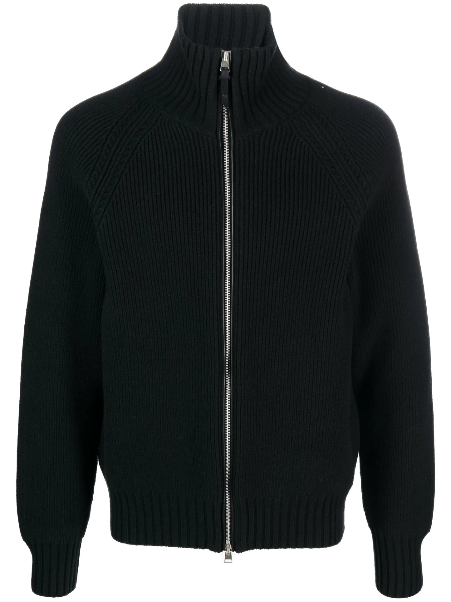 zip-up ribbed cardigan