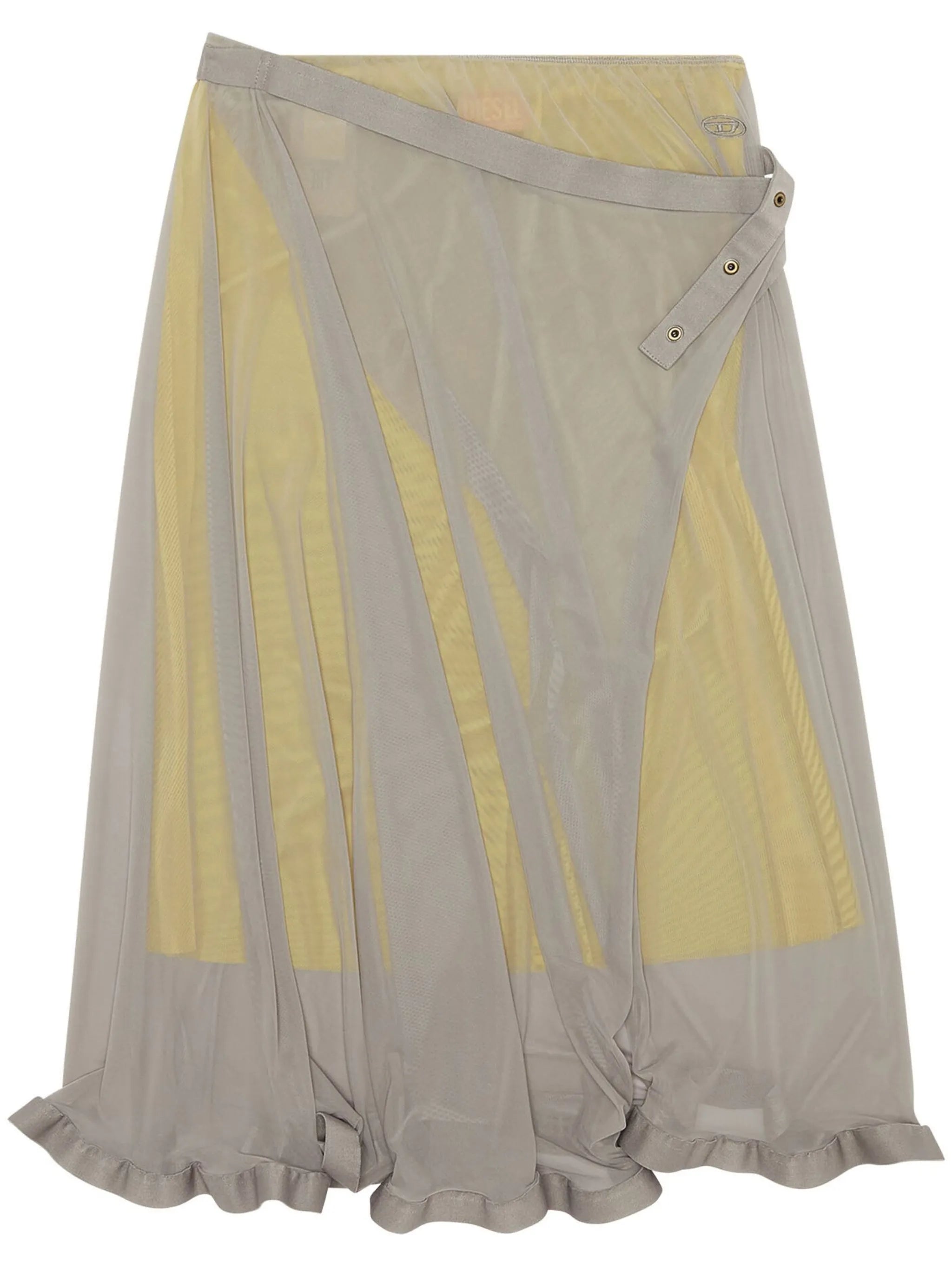 O-Ray-L1 layered-design mesh wrap skirt
